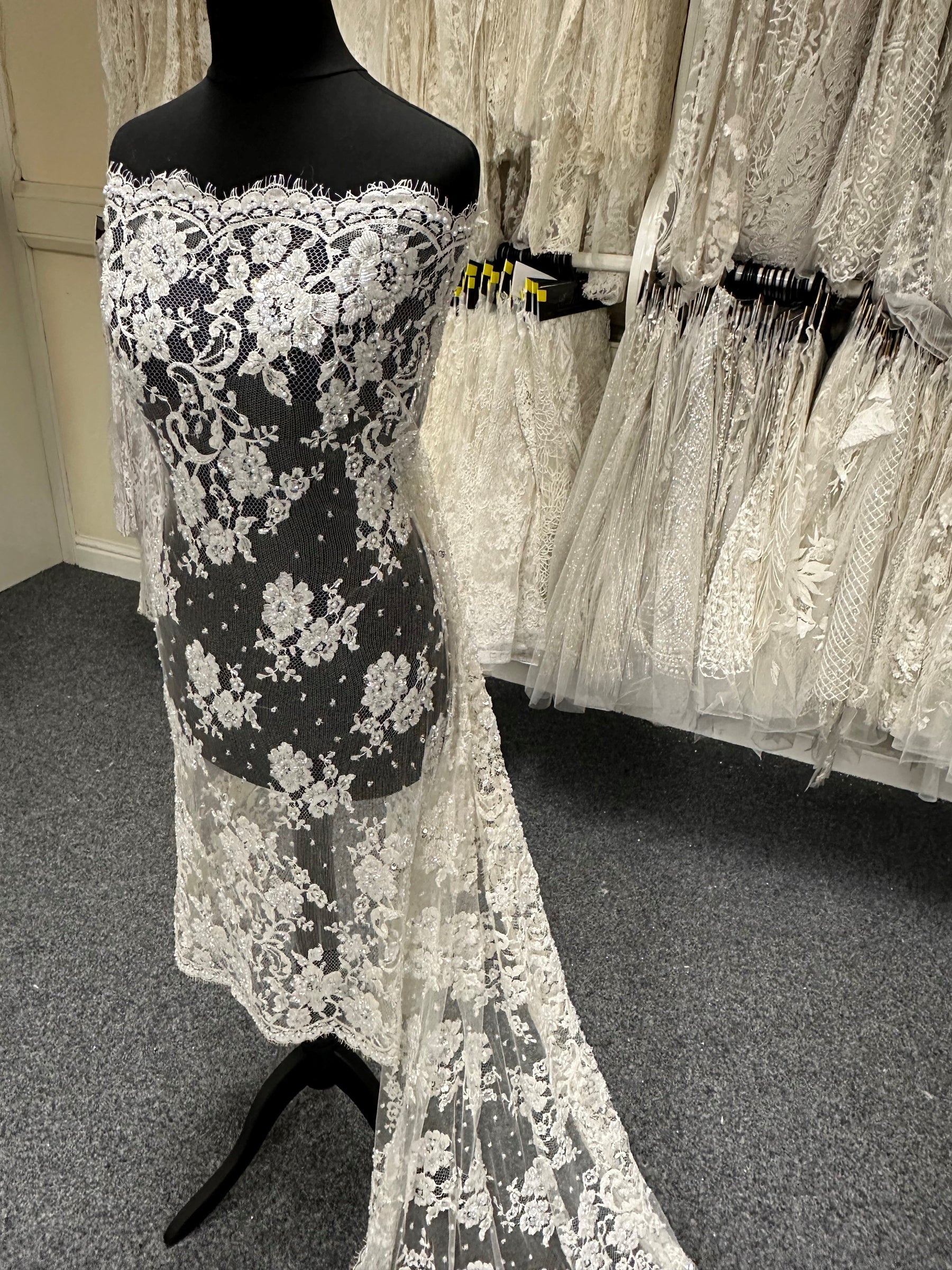 Ivory Beaded Chantilly Lace - Romilly