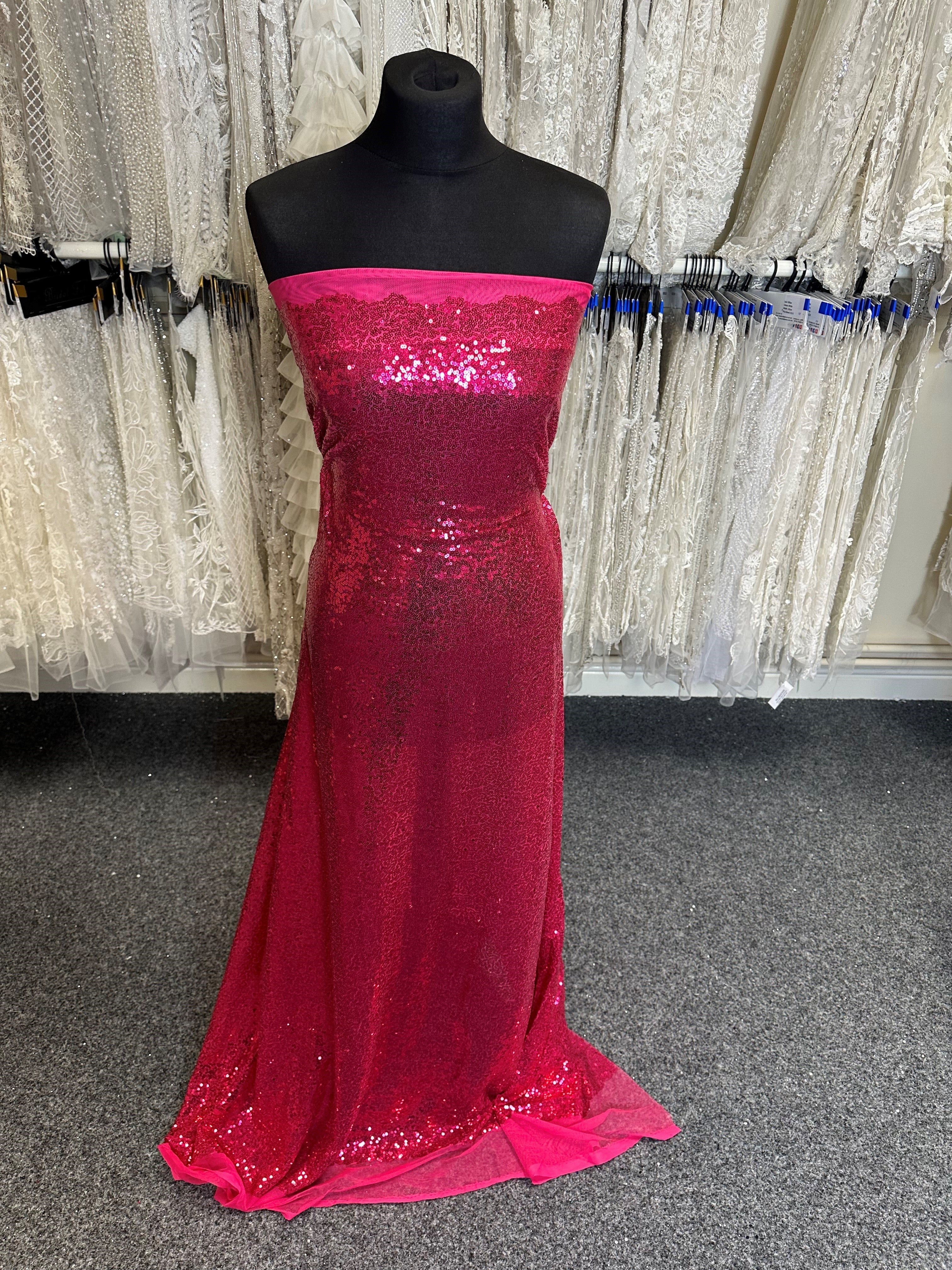Cerise Pink Sequin Tulle - Glow