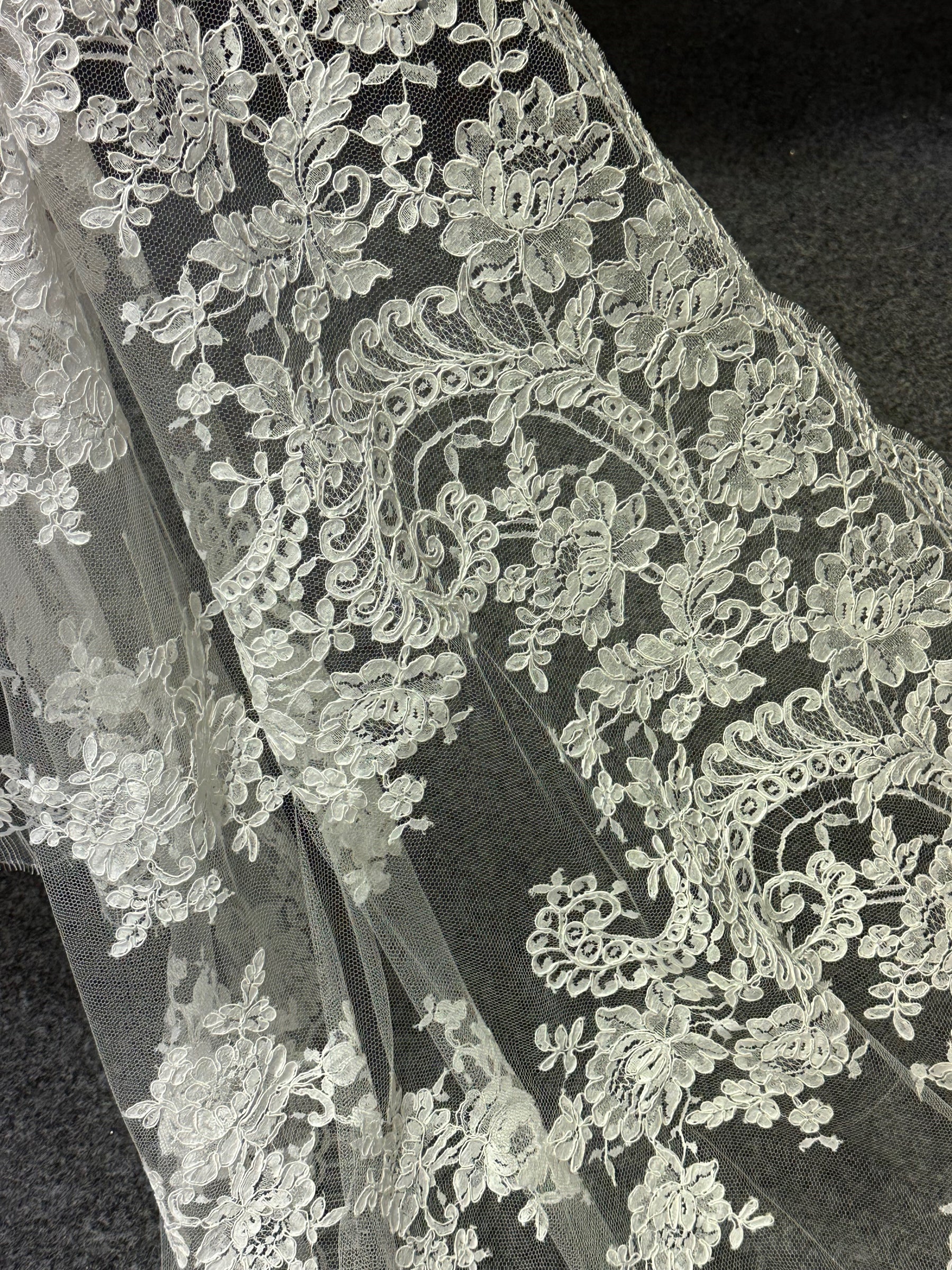 Ivory Corded Chantilly Lace - Zaya