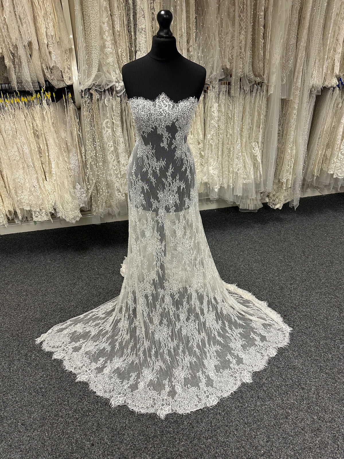 Ivory Hand Beaded Raschel Lace - Decima