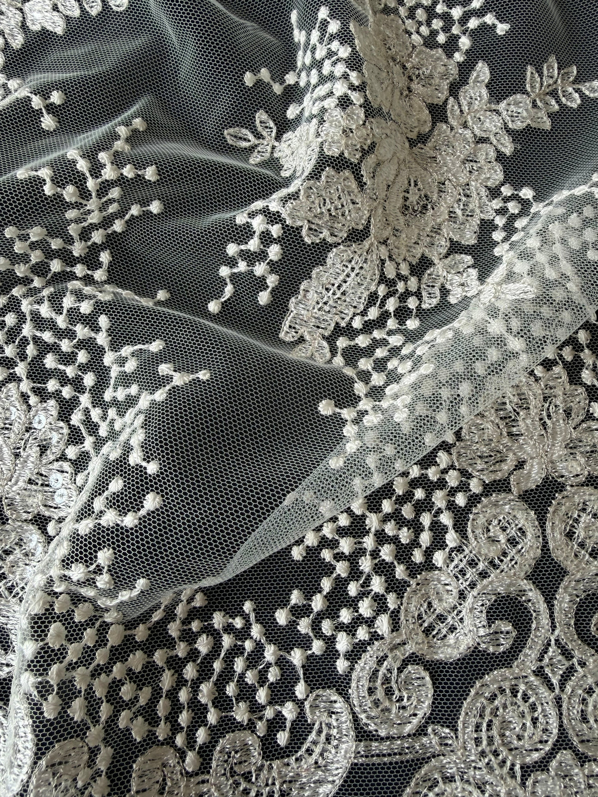 Ivory Sequin Embroidery Lace - EB3034