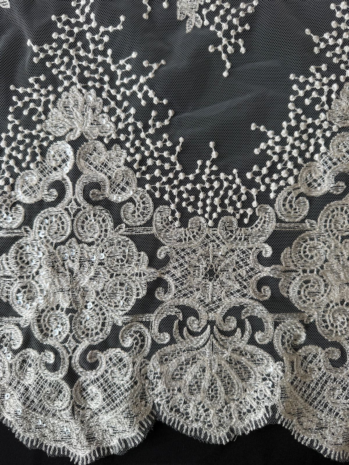 Ivory Sequin Embroidery Lace - EB3034