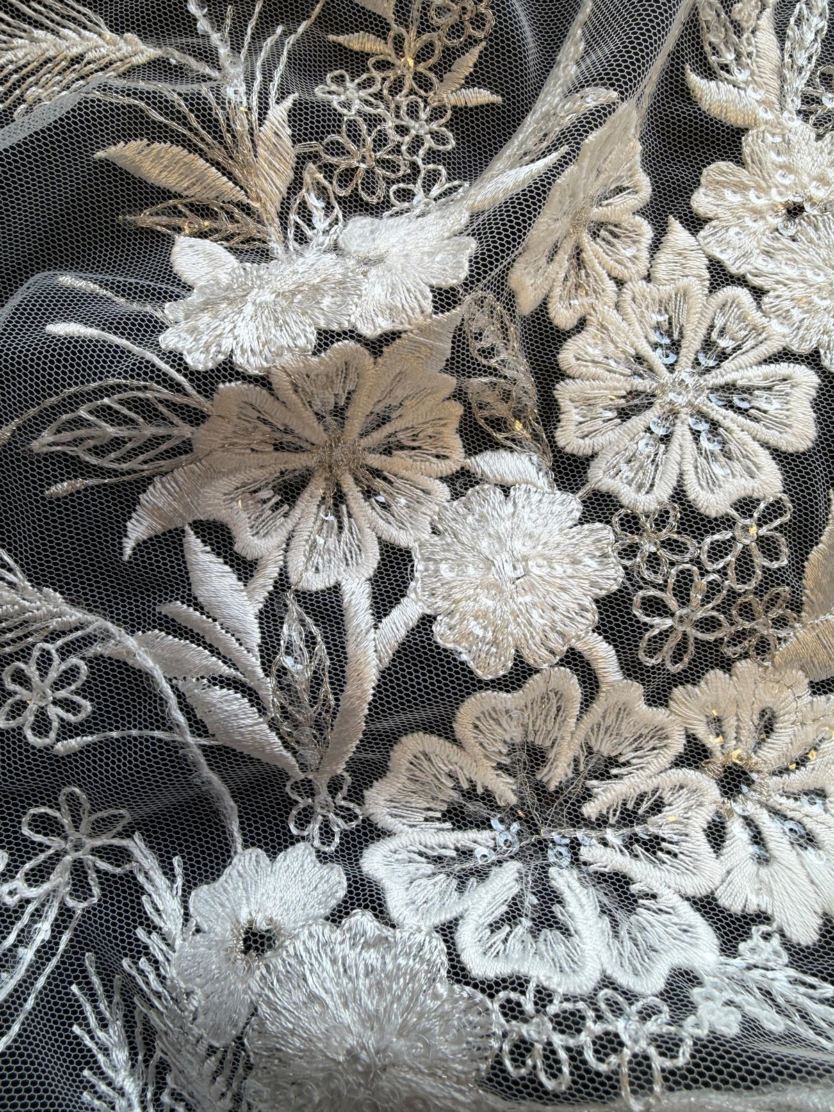 Ivory Sequin Embroidery Lace - EB3036