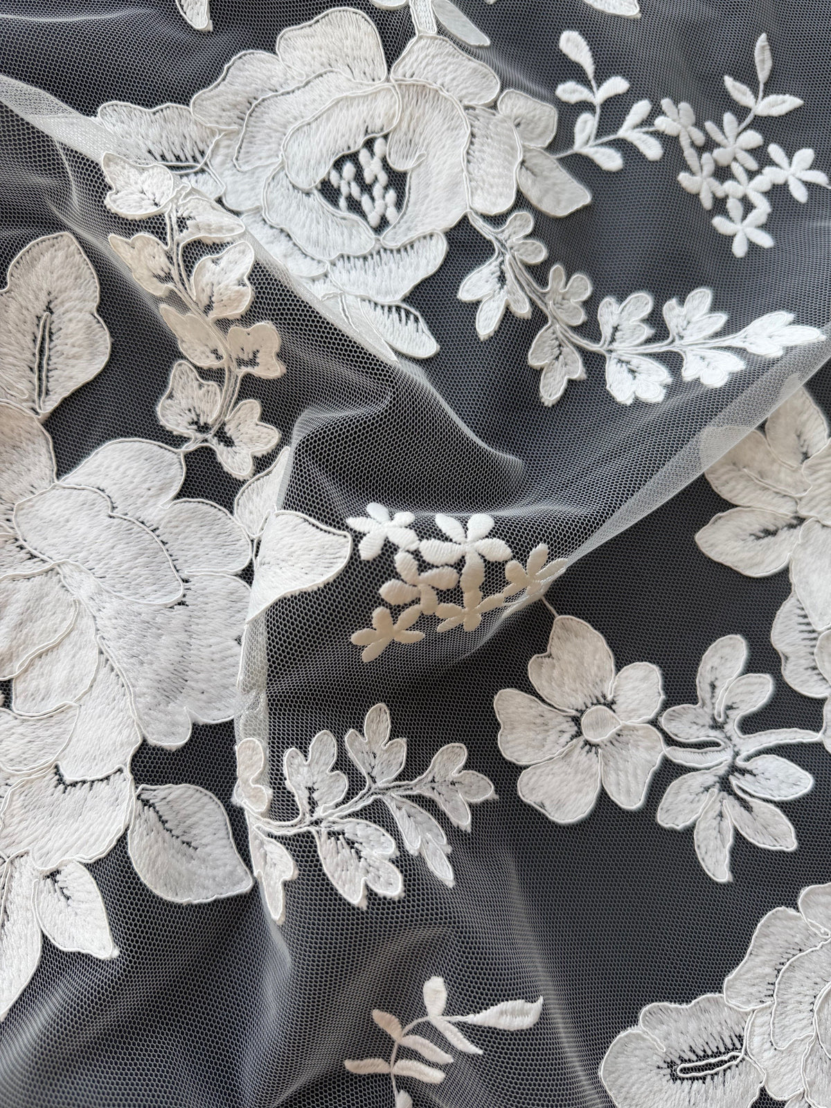 Ivory Italian Corded Embroidered Lace - Elfin