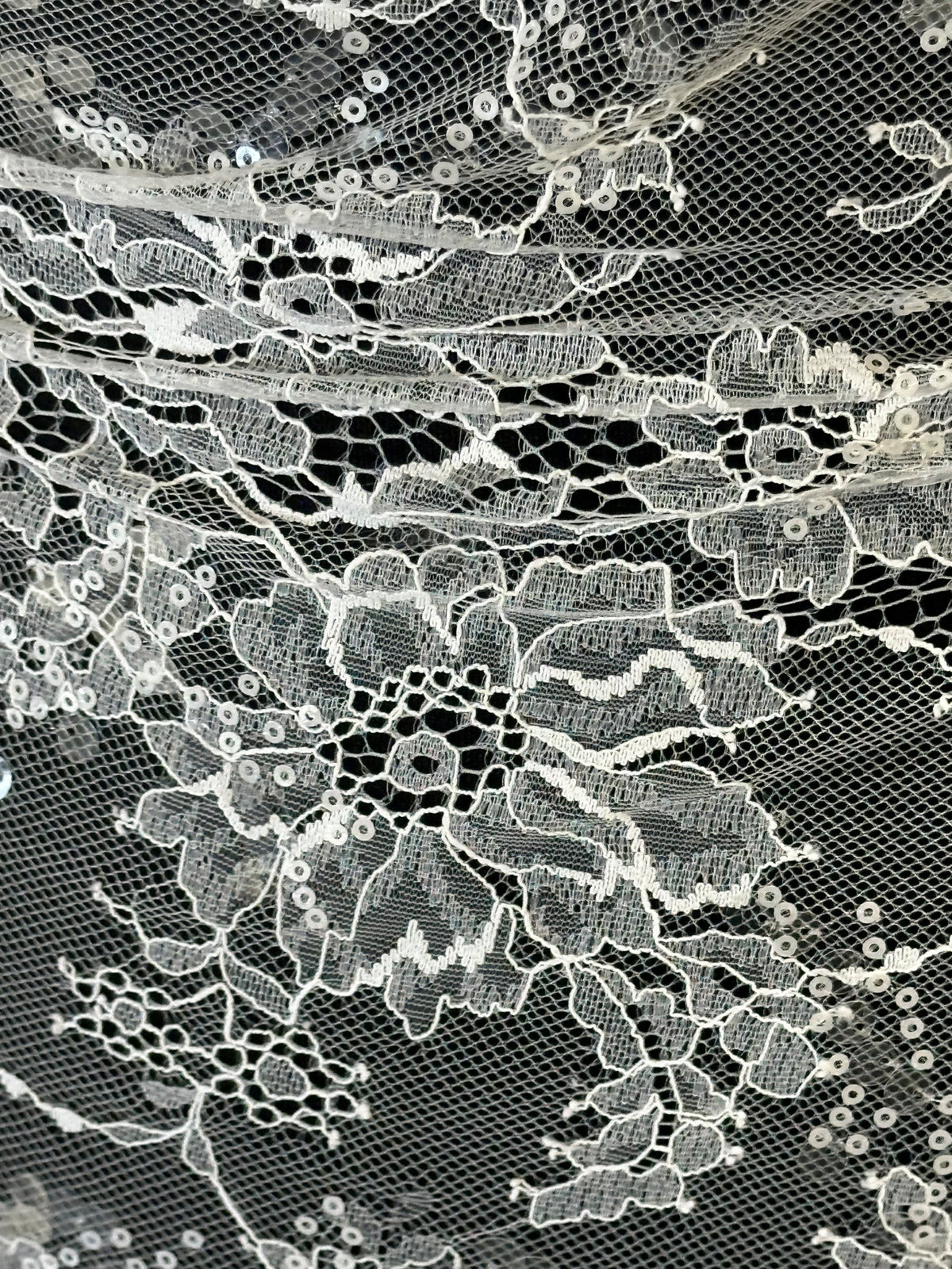 Ivory Sequin Raschel Lace - Bastet