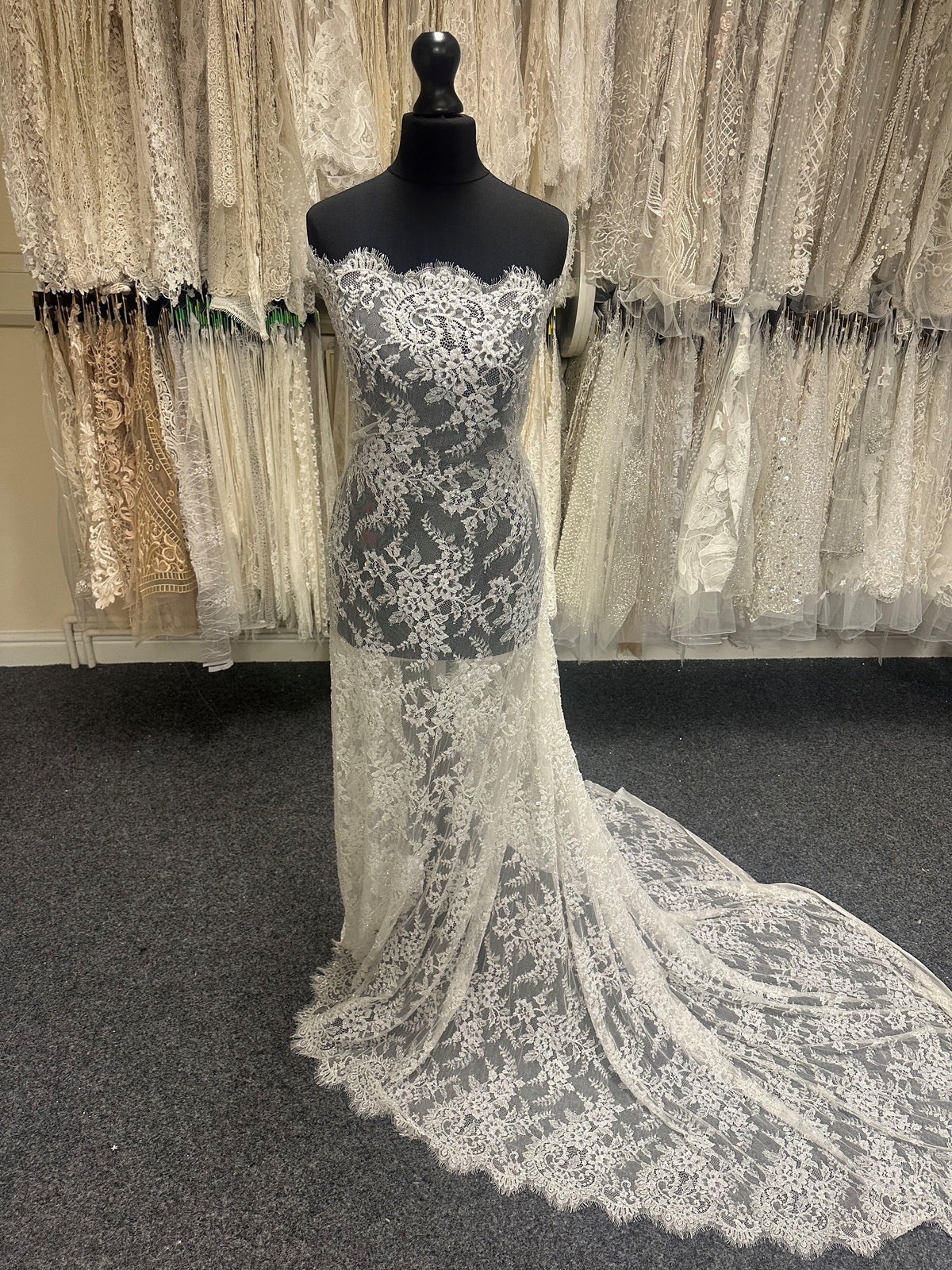 Ivory Hand Beaded Raschel Lace - Teddy