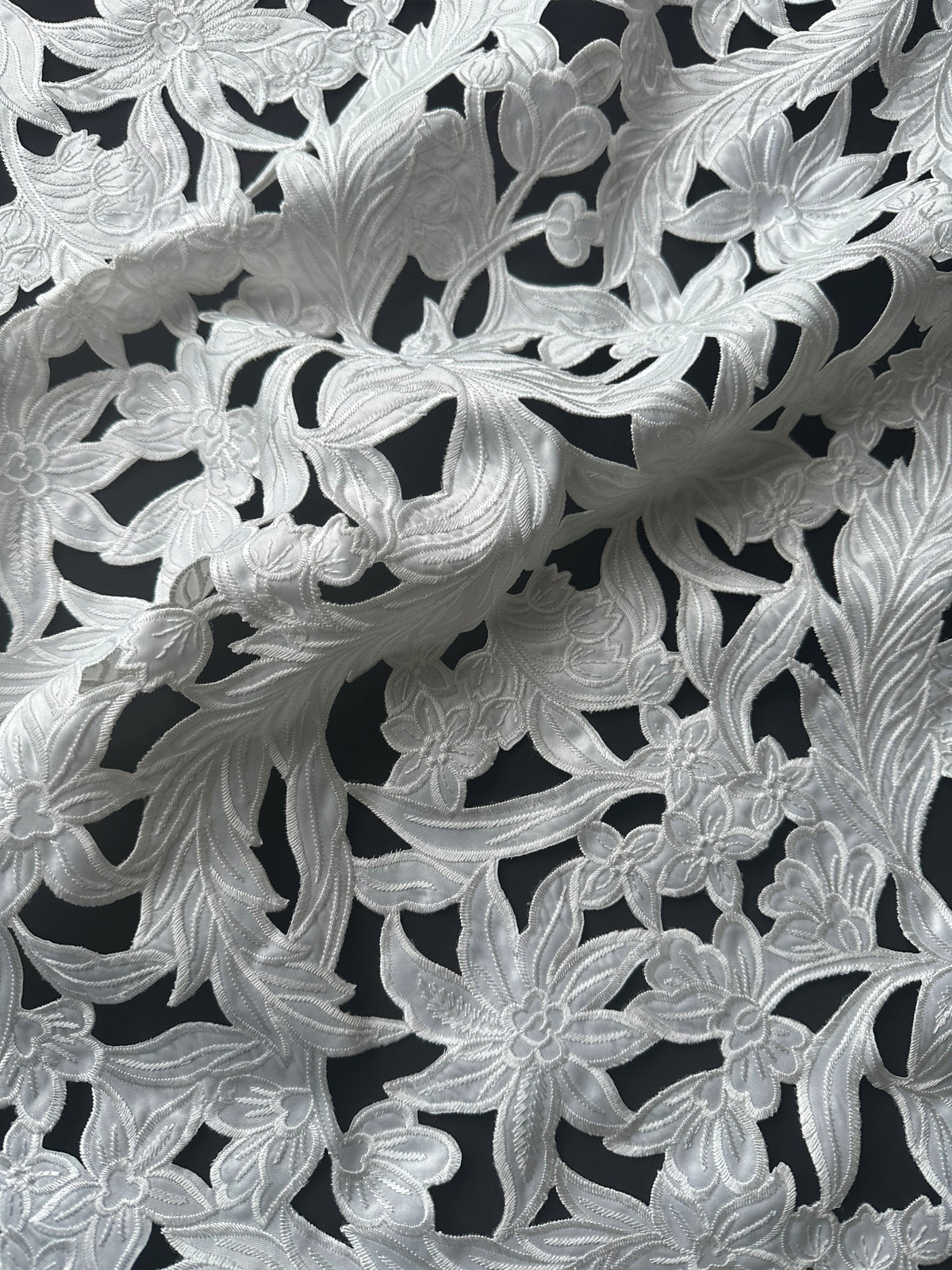 Ivory Laser Cut Satin - Lantana