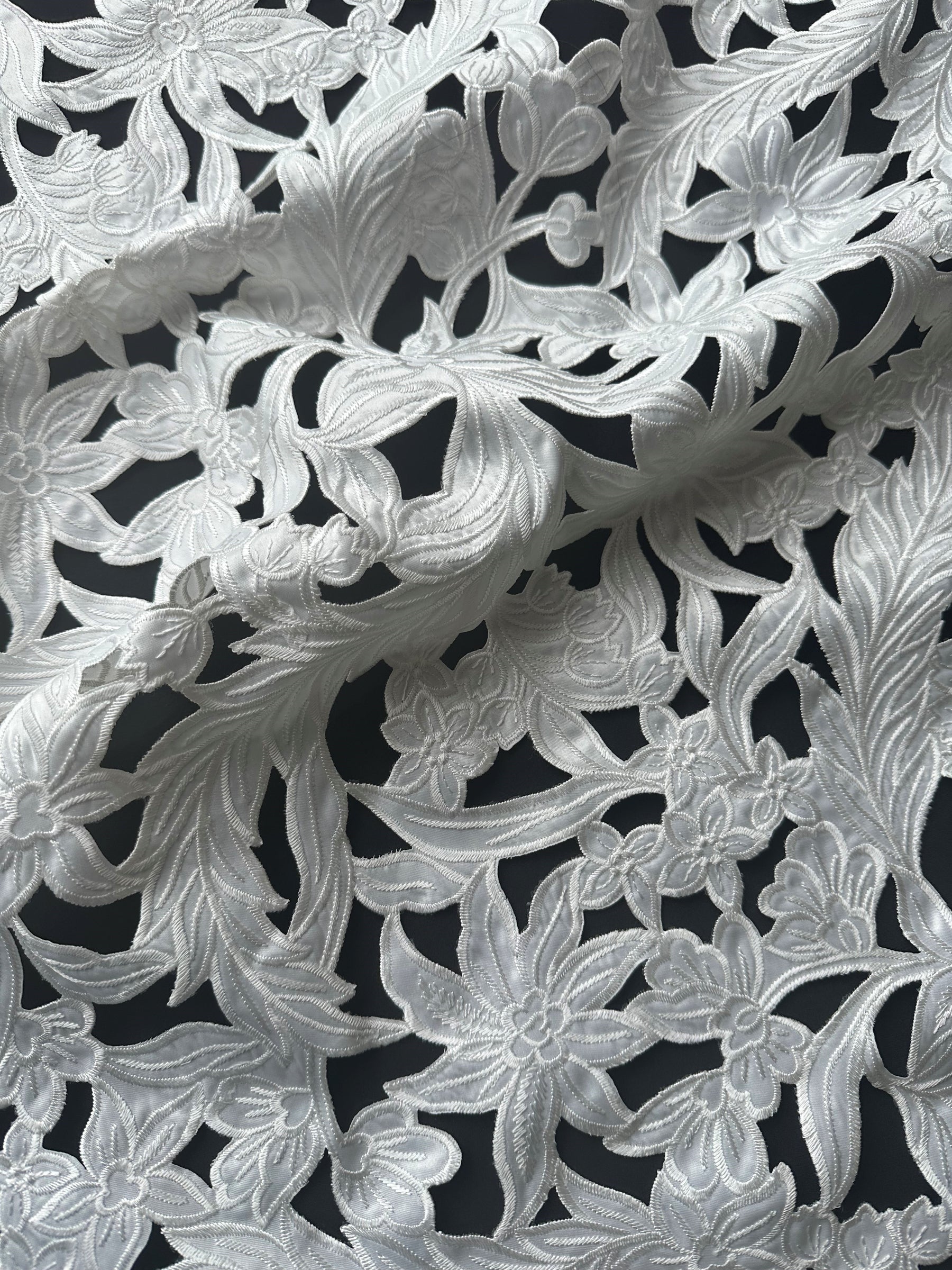 Ivory Laser Cut Satin - Lantana