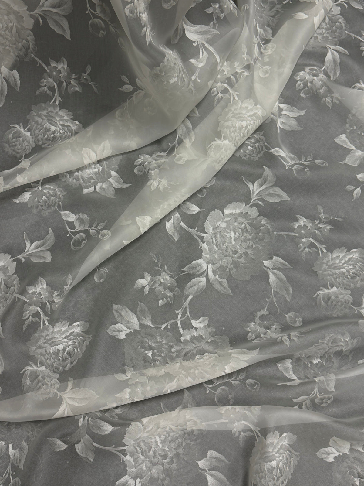 Ivory Printed Organza Satin - Ari