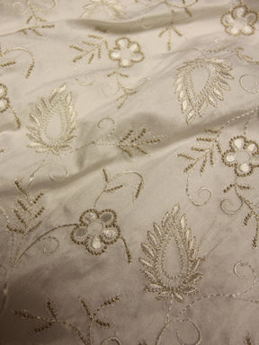 Ivory Embroidered Dupion – Delyth