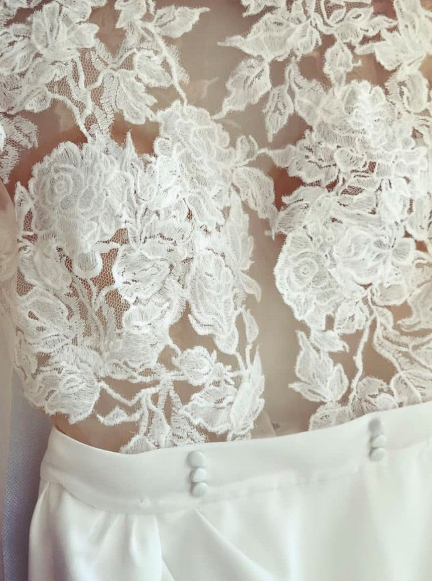 Ivory Embroidered Lace - Lucinda