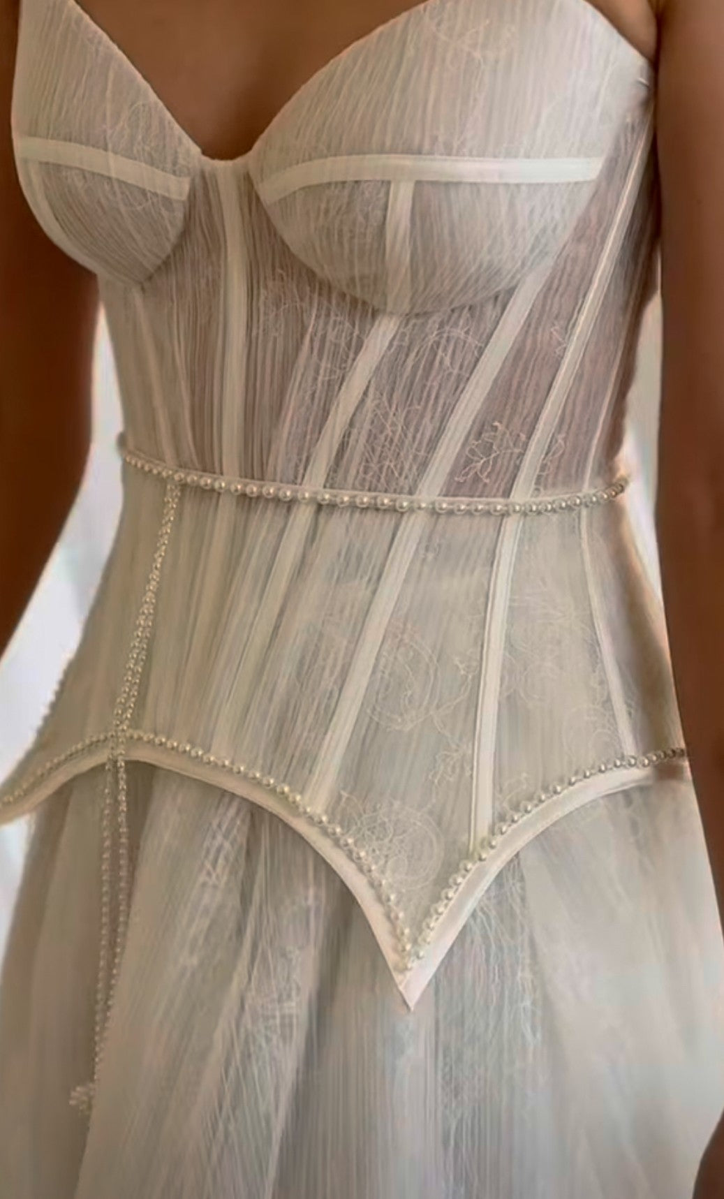 Ivory Pleated Tulle - Jomana