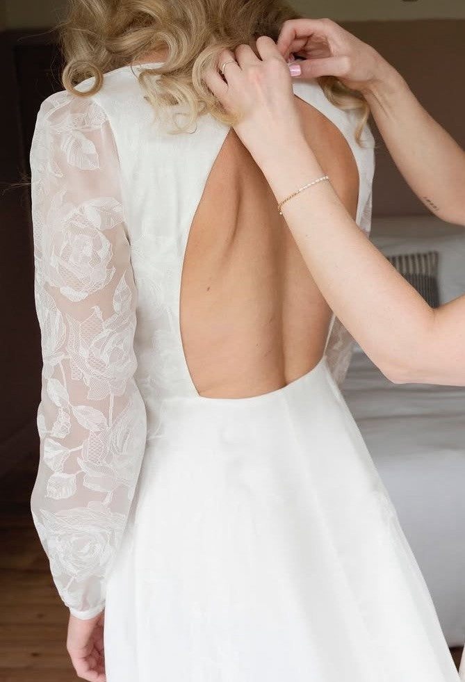 Ivory Printed Organza Satin - Lorenzo