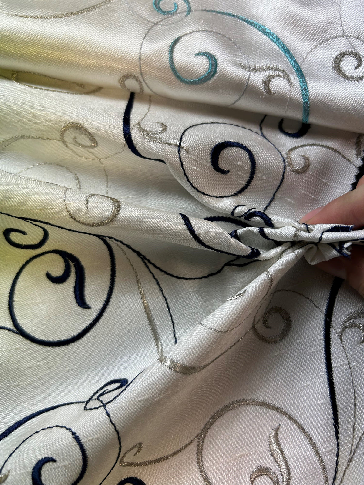 Navy on Ivory Waistcoat Fabric - Chicago