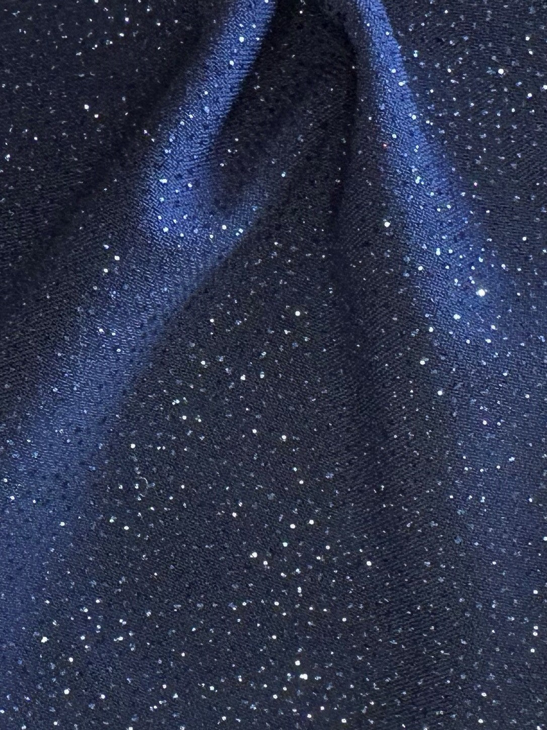 Navy Glitter Jersey Fabric Dazzle