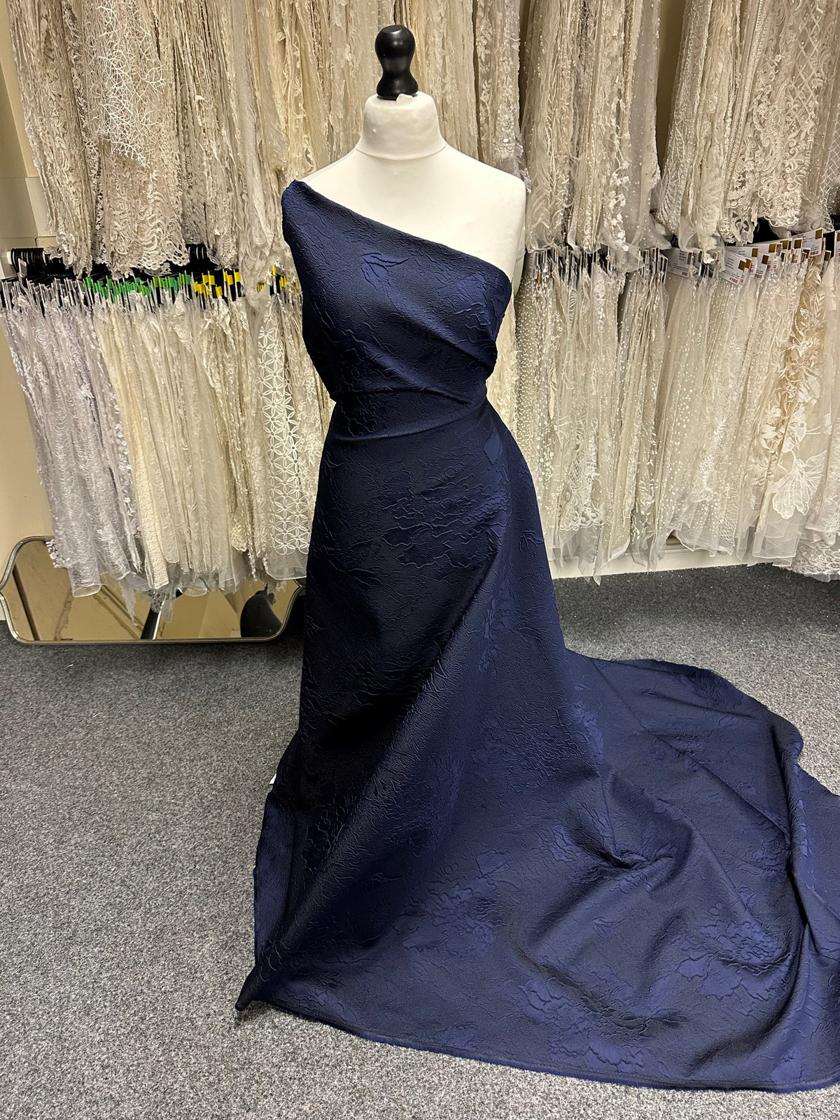 Navy Cloqué Jacquard - Outcome