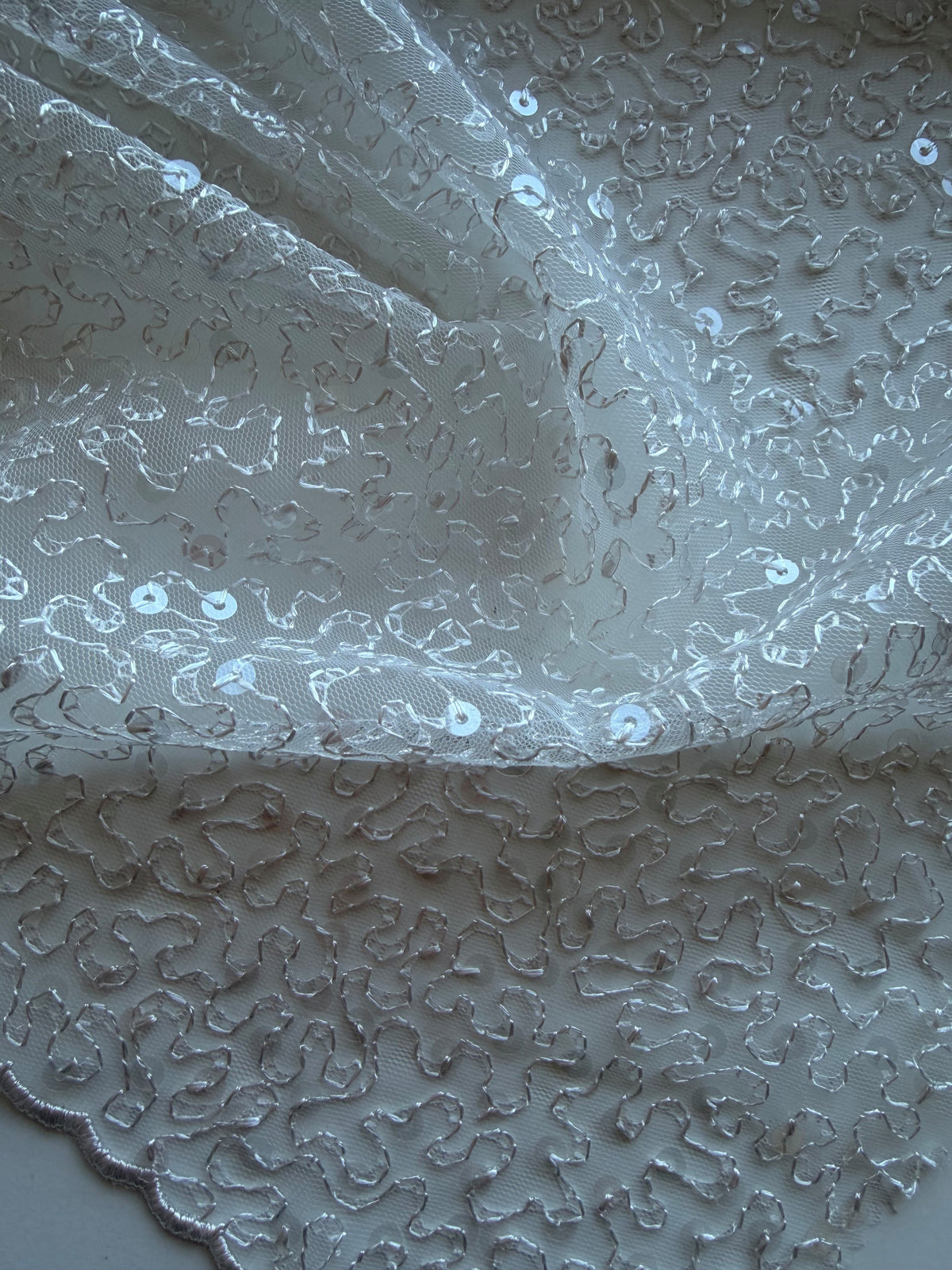 Shell Pink Embroidered Sequin Tulle – EB3001