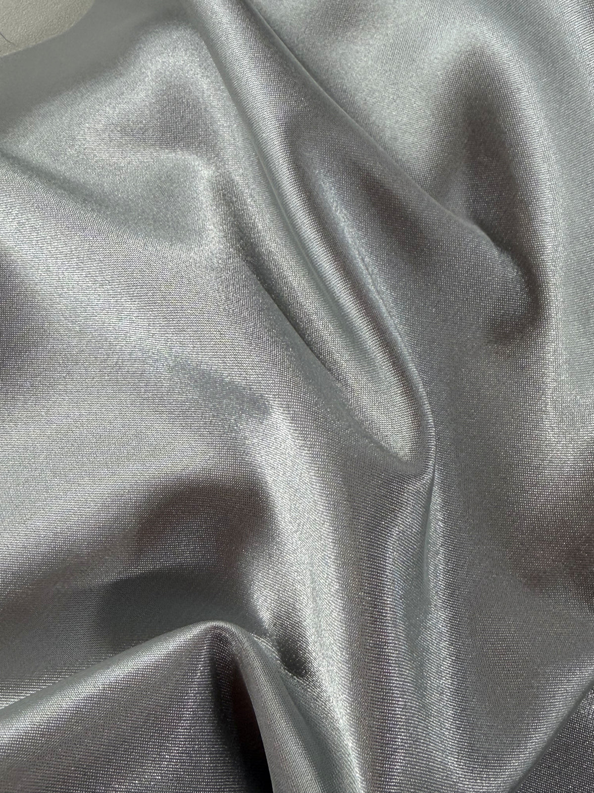 Silver Polyester Stretch Satin - Empathy