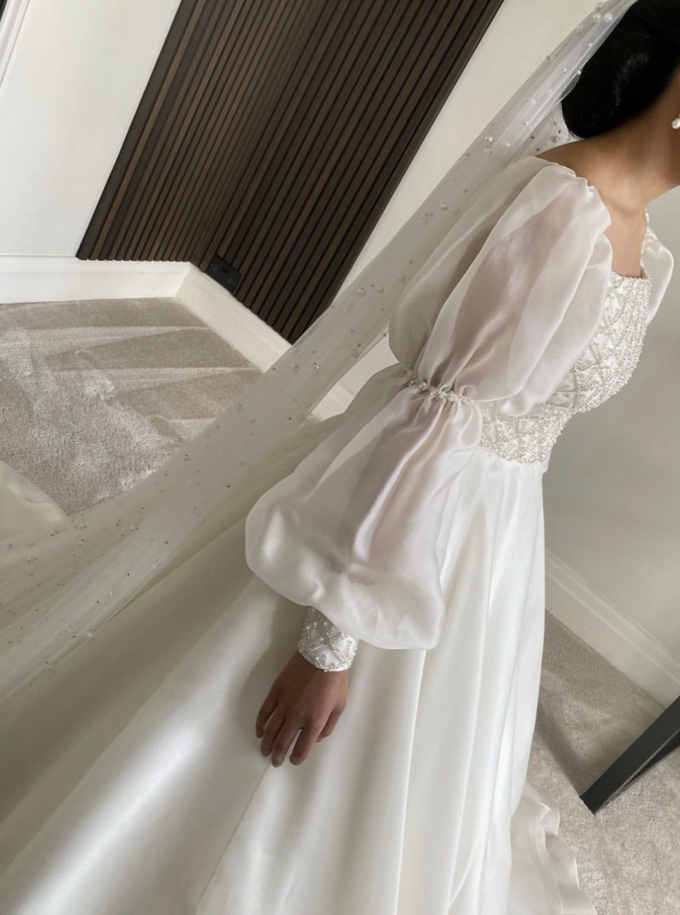 Dark Ivory Beaded Lace - Vivienne