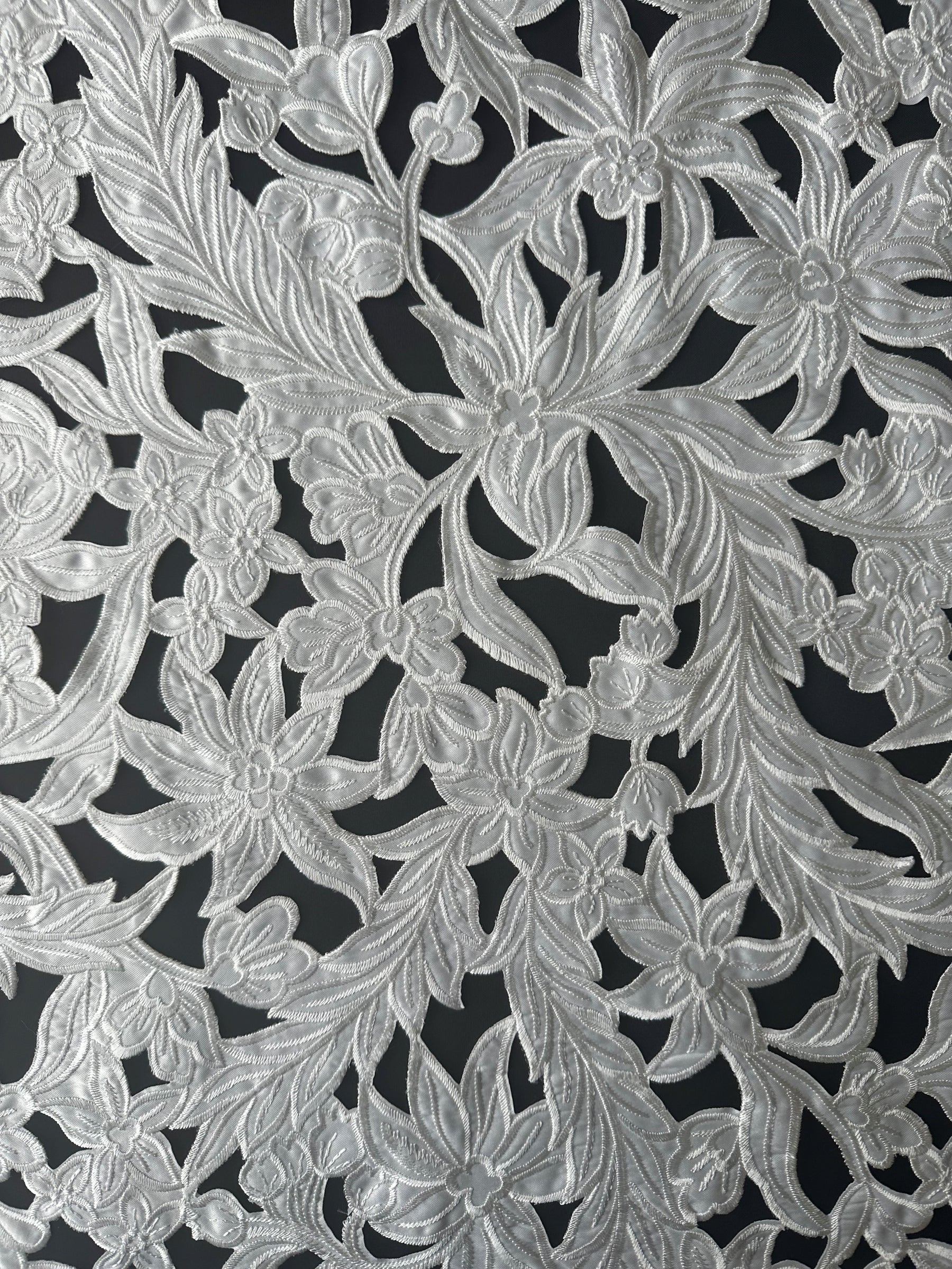 Ivory Laser Cut Satin - Lantana