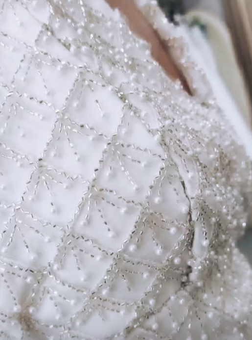 Dark Ivory Beaded Lace - Vivienne