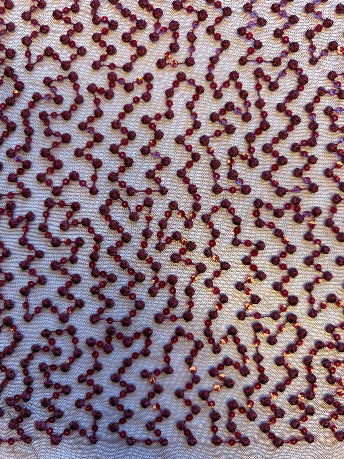 Wine Sequin Embroidery Lace - EB3029