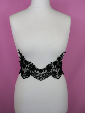 Black Beaded and Corded Lace Trim - Alexandra