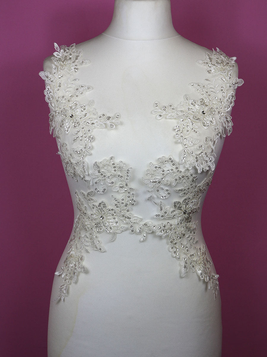 Ivory Beaded Lace Appliques - Annabelle