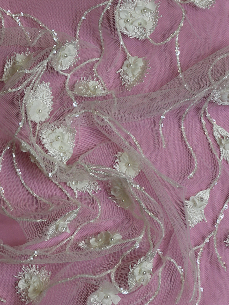Ivory Embroidered Tulle Lace - Appolline