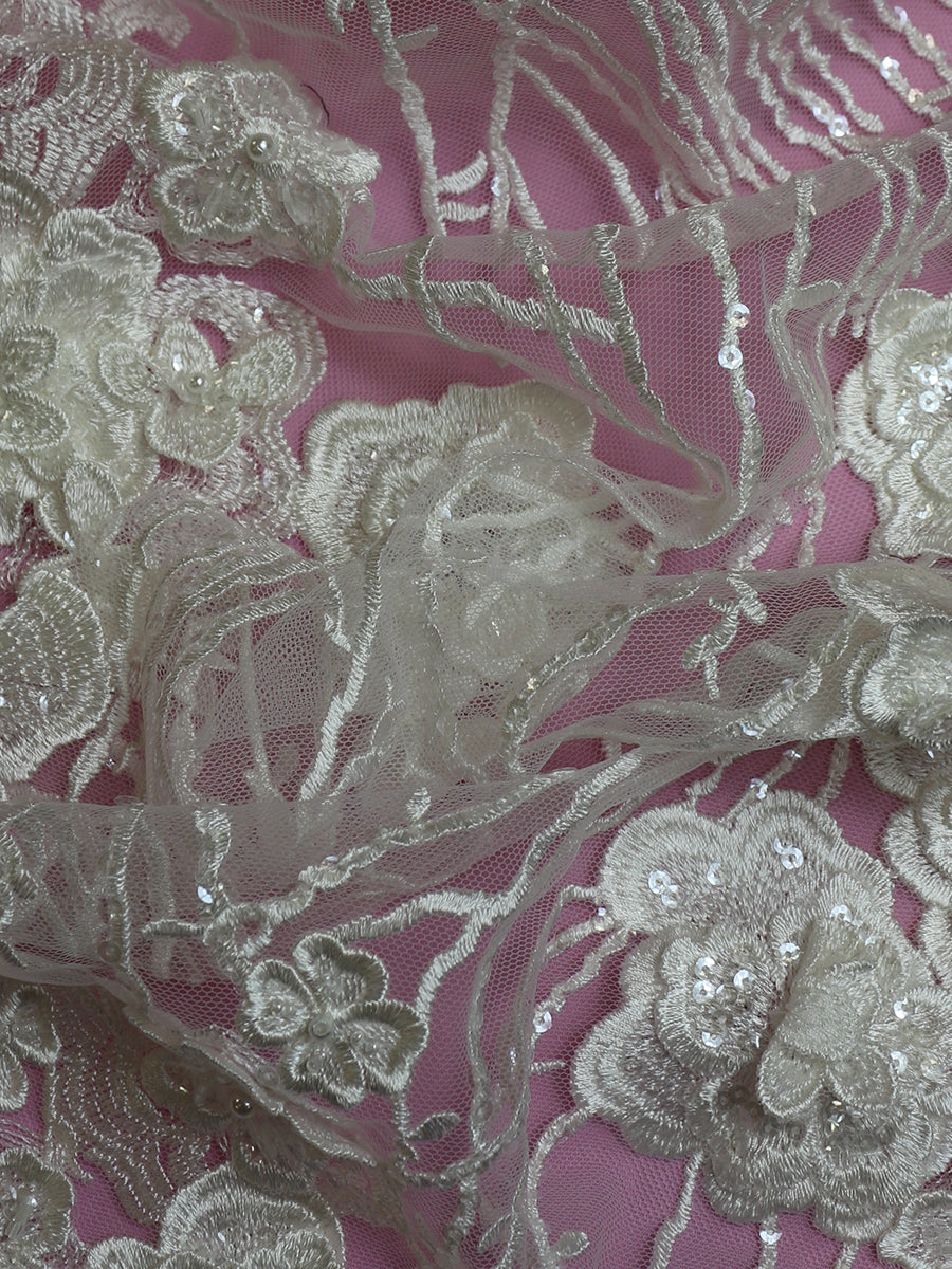 Ivory 3D Embroidered Lace - Augustine