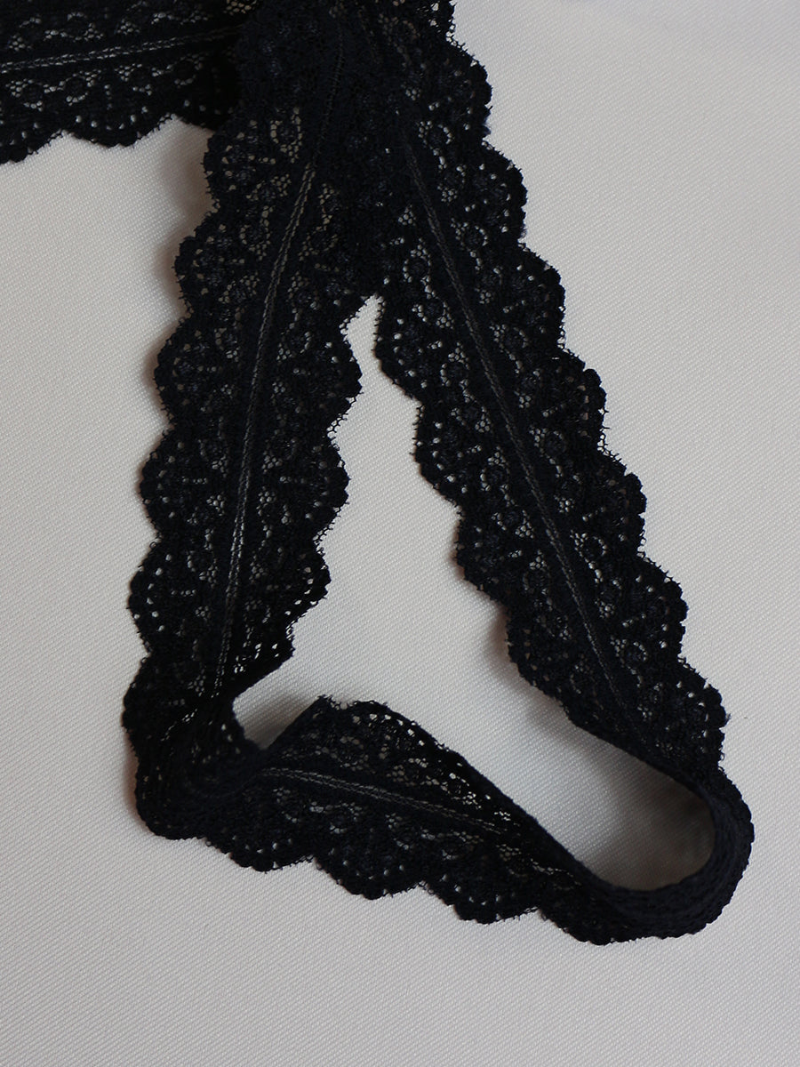 Navy Lace Trim - Beech