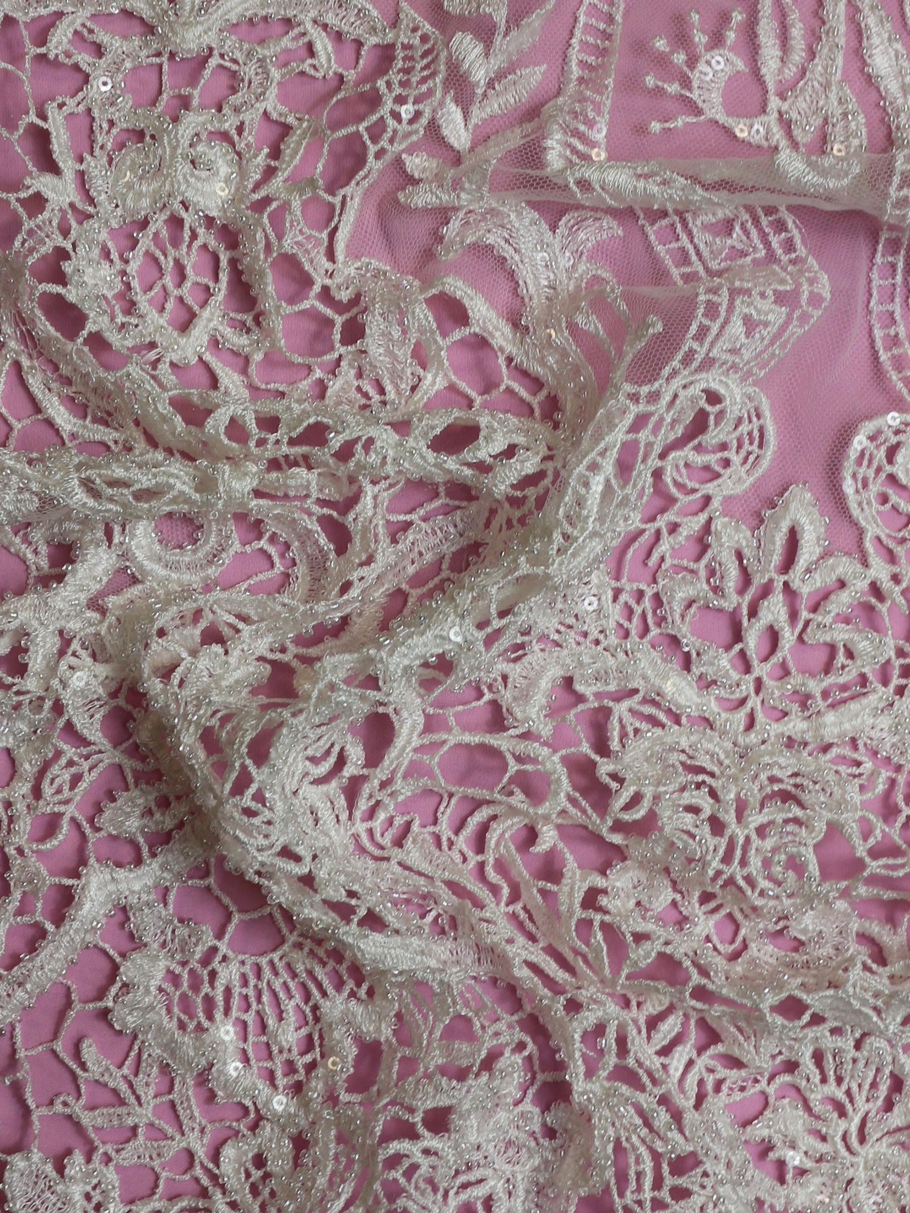 Ivory Embroidered Lace - Benita