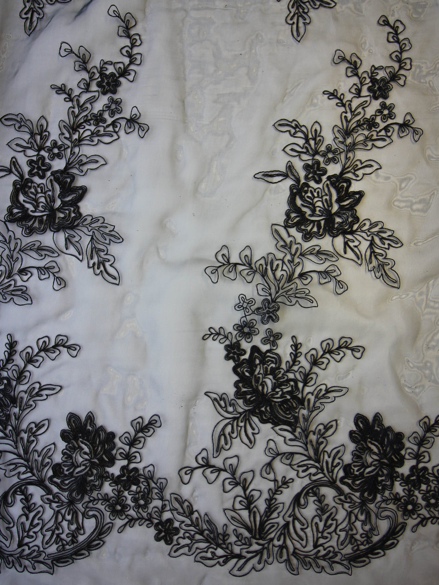 Black Embroidered Organza - Wanda