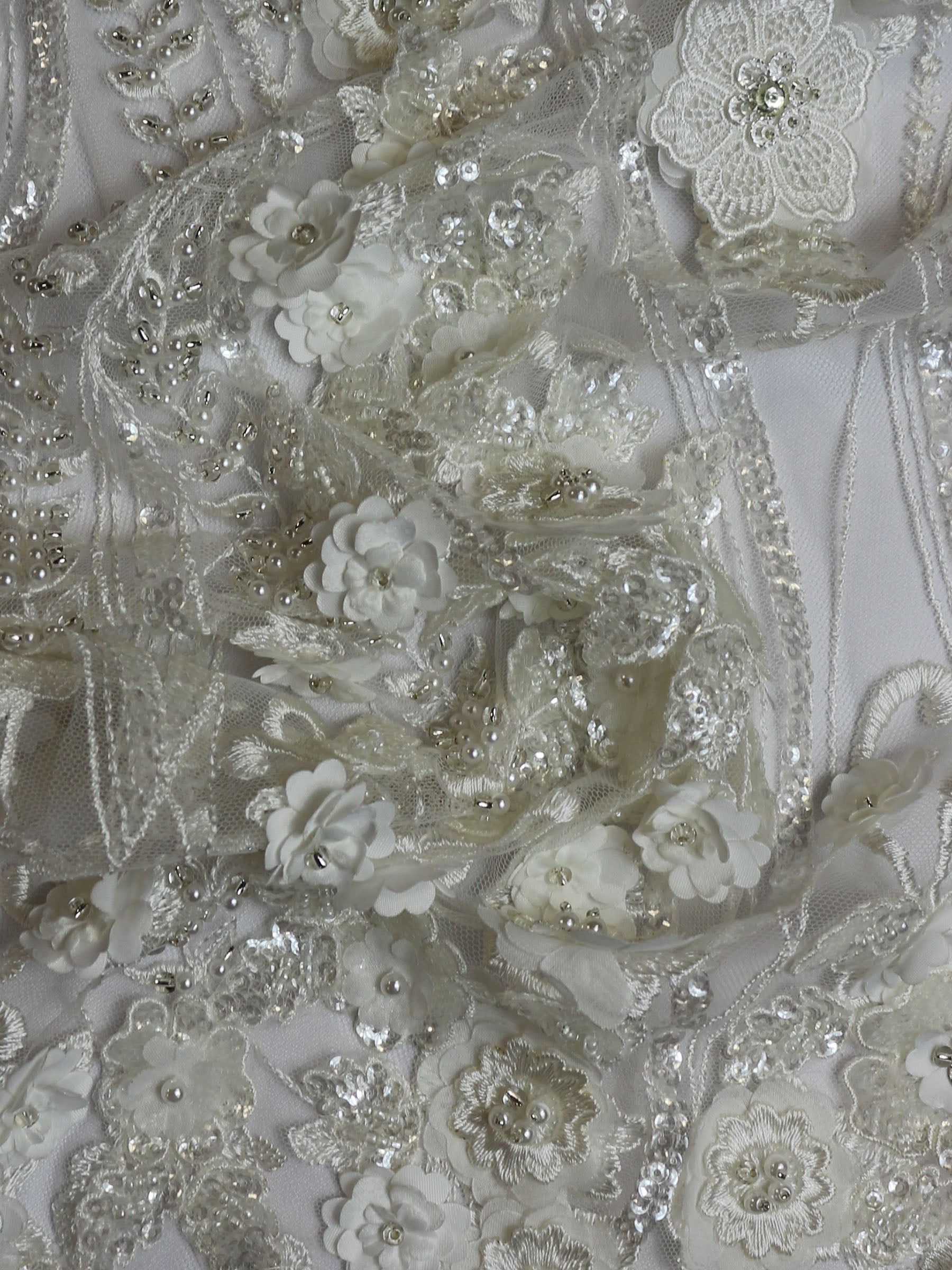 Ivory Beaded Flower Lace - Blake