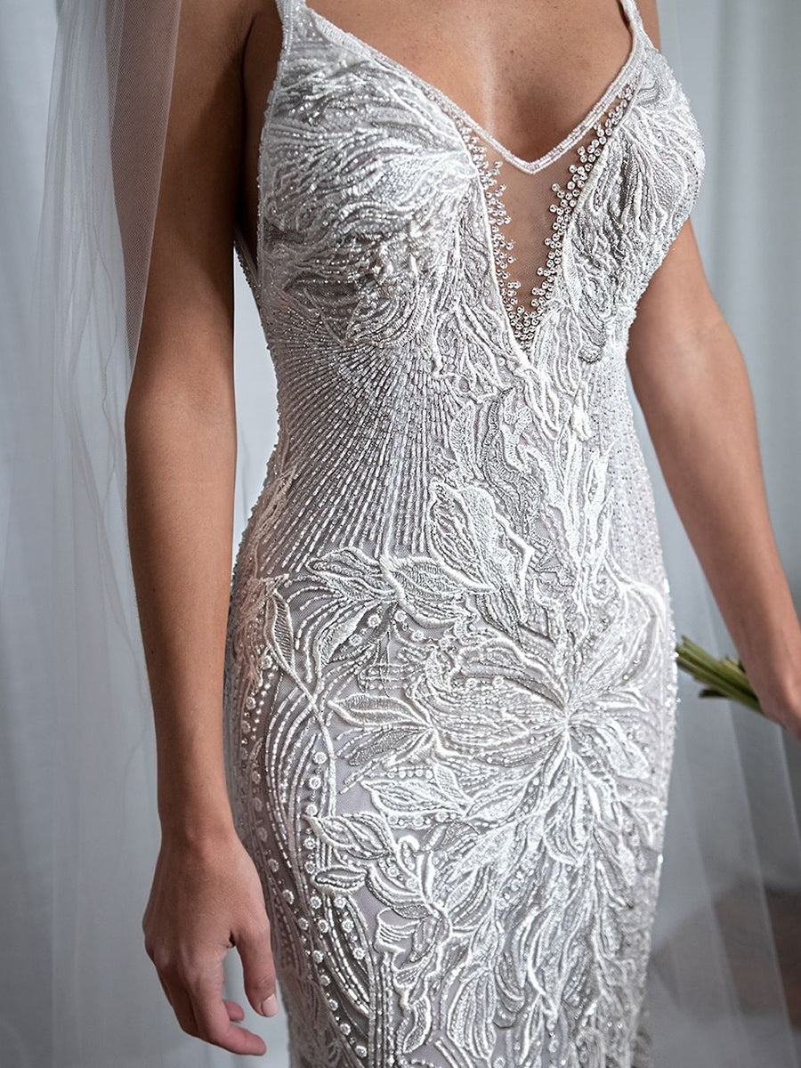 Ivory Beaded Embroidered Lace - Brunhilde