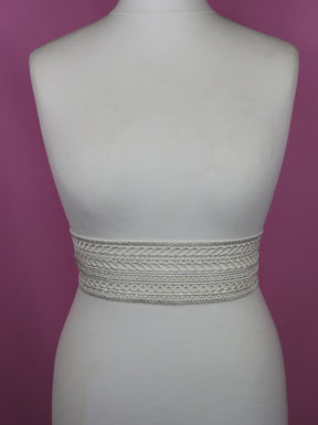 Ivory Sequinned Embroidery Trim - Chardonnay