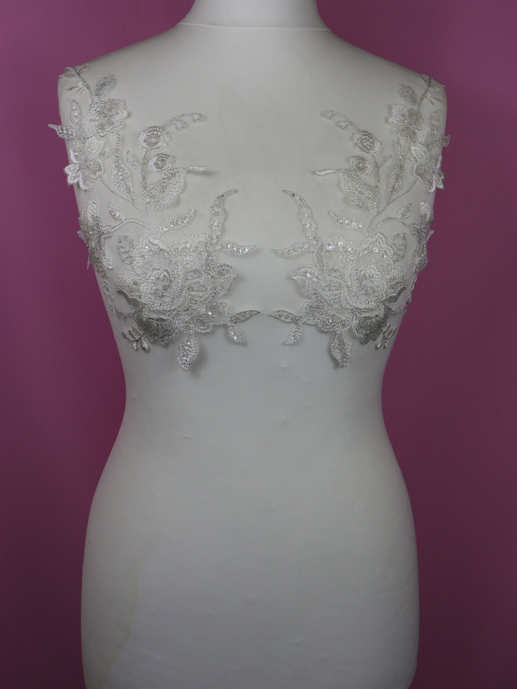 Ivory Sequinned Lace Appliques - Cornelia