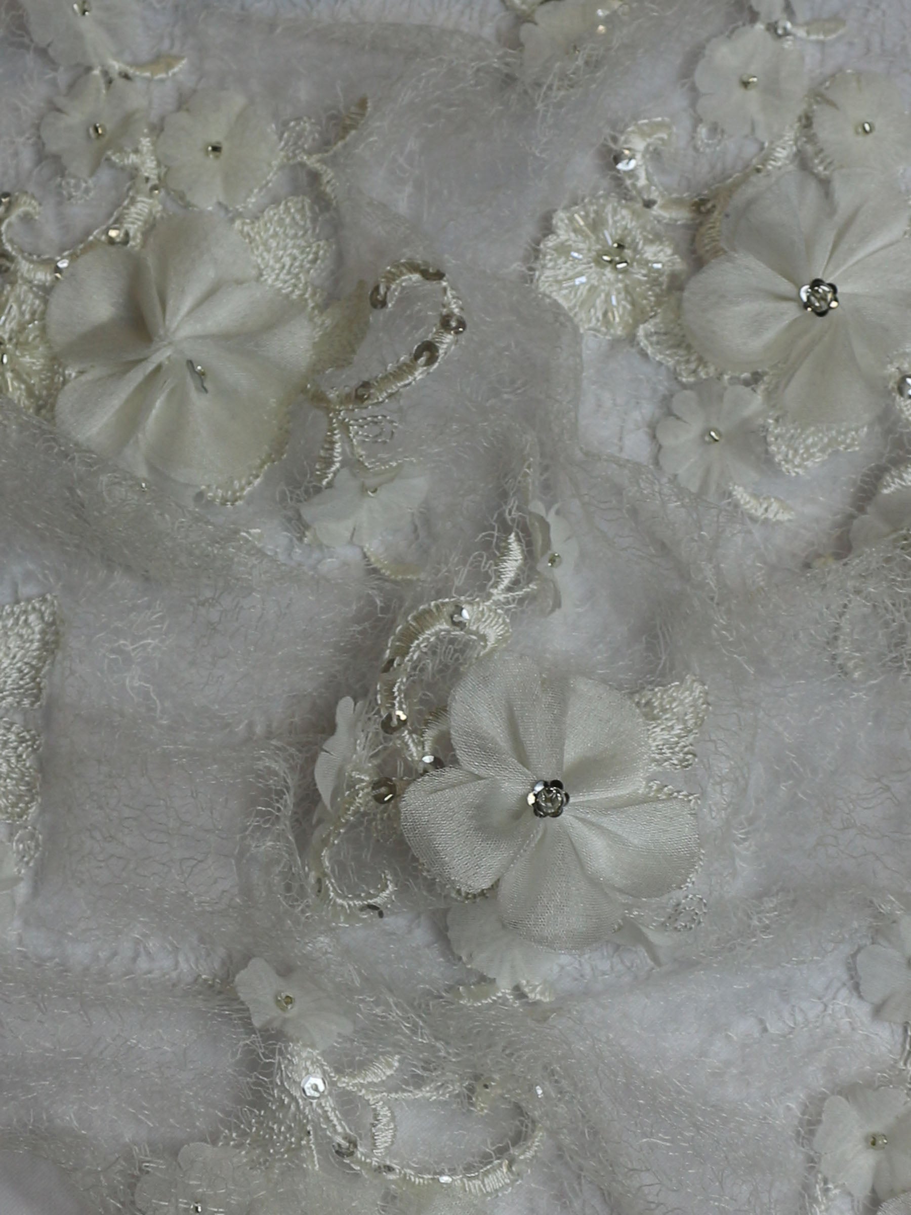 Ivory Beaded Flower Lace – Deborah