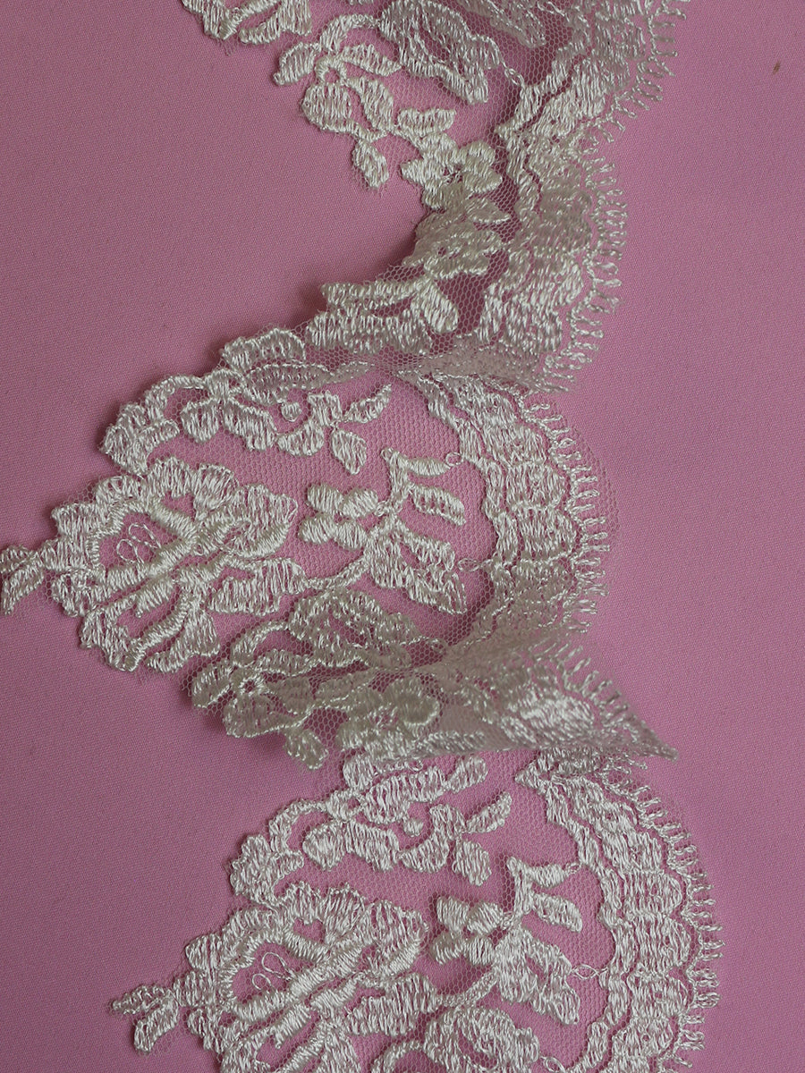 Ivory Embroidered Lace Trim - Dominique