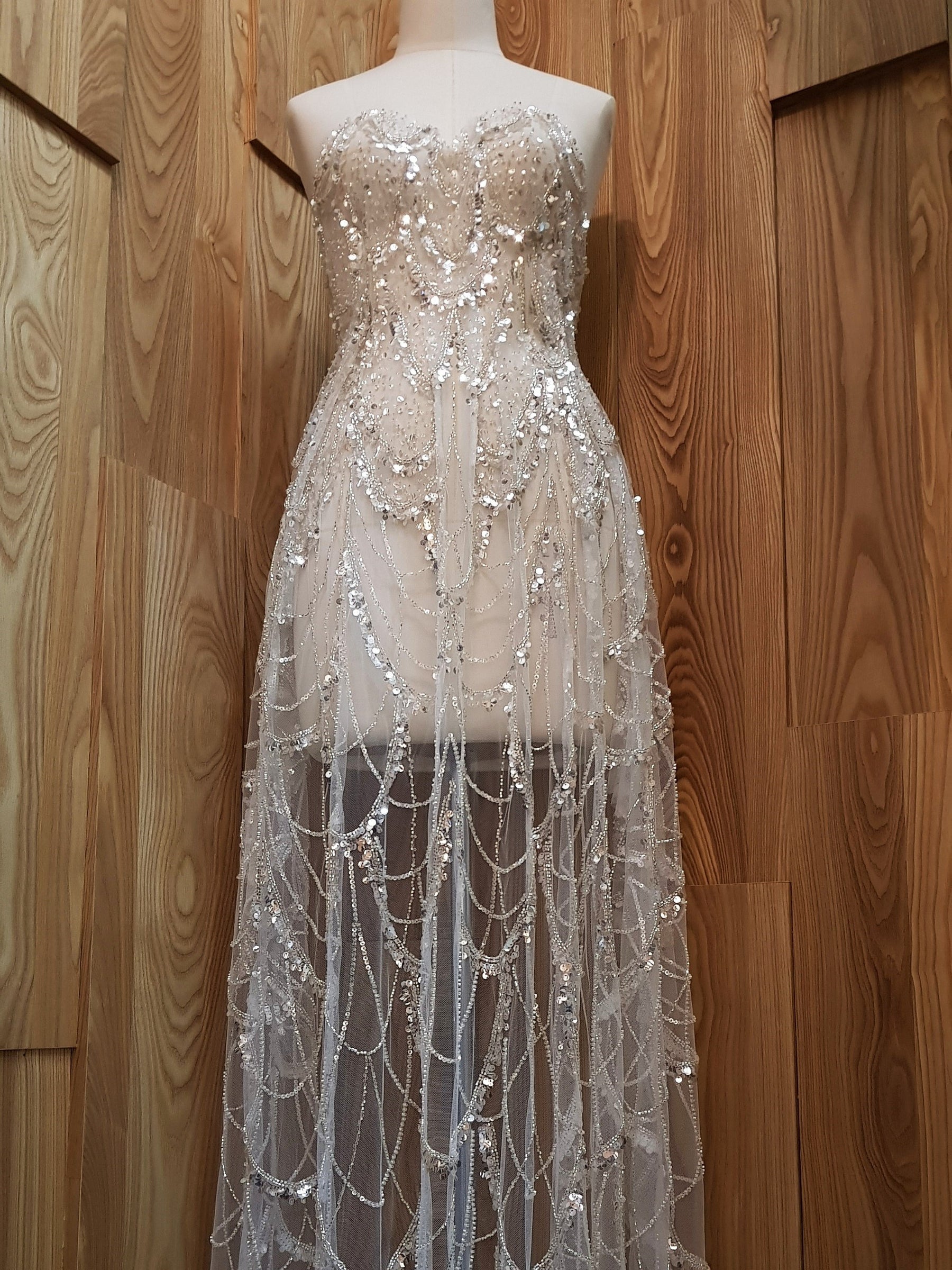 Ivory Sequinned Lace - Zazzi