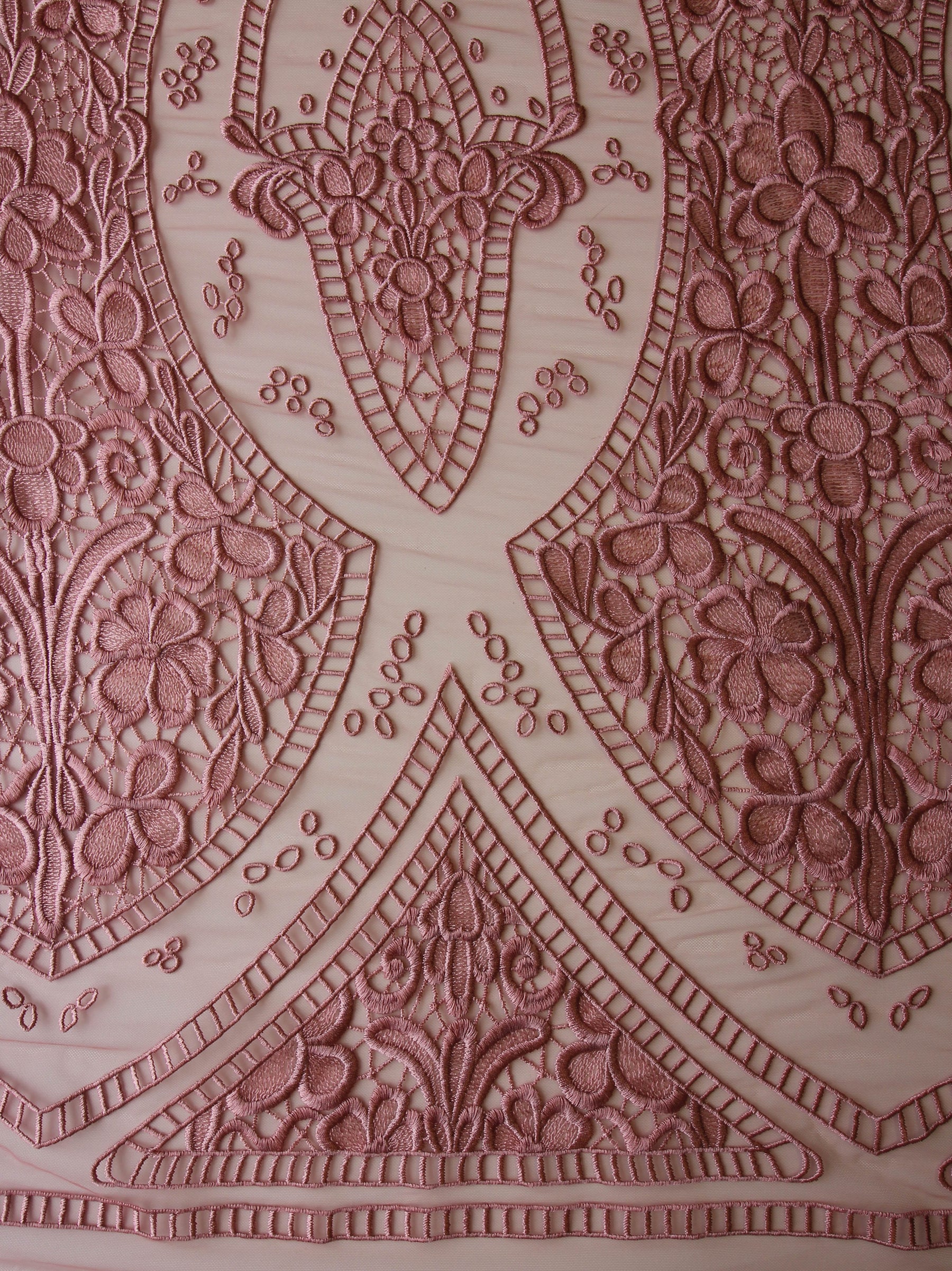 Dusky Pink Embroidered Lace - Nyla