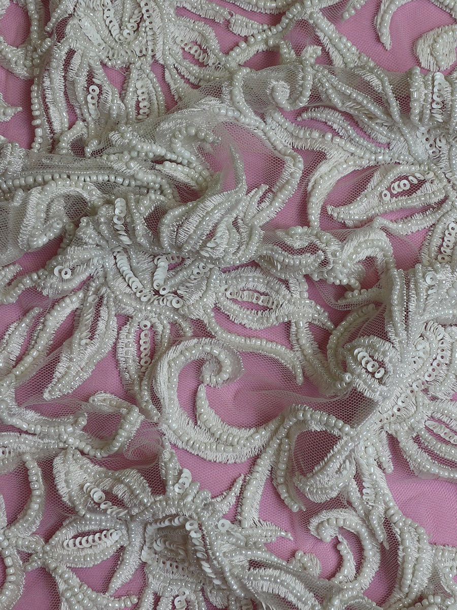 Ivory Beaded Embroidery Lace - Elsie