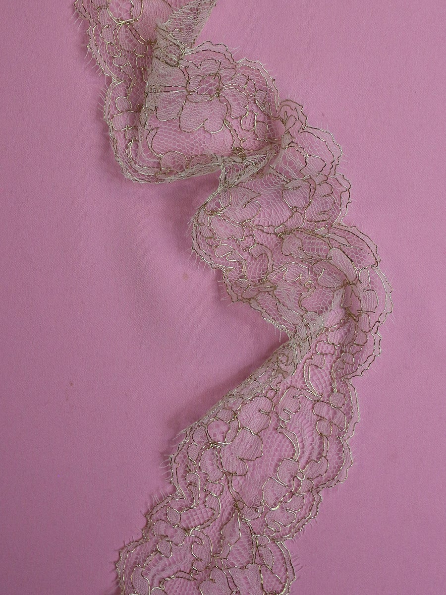 Ivory & Gold Chantilly Lace Trim - Evelyn