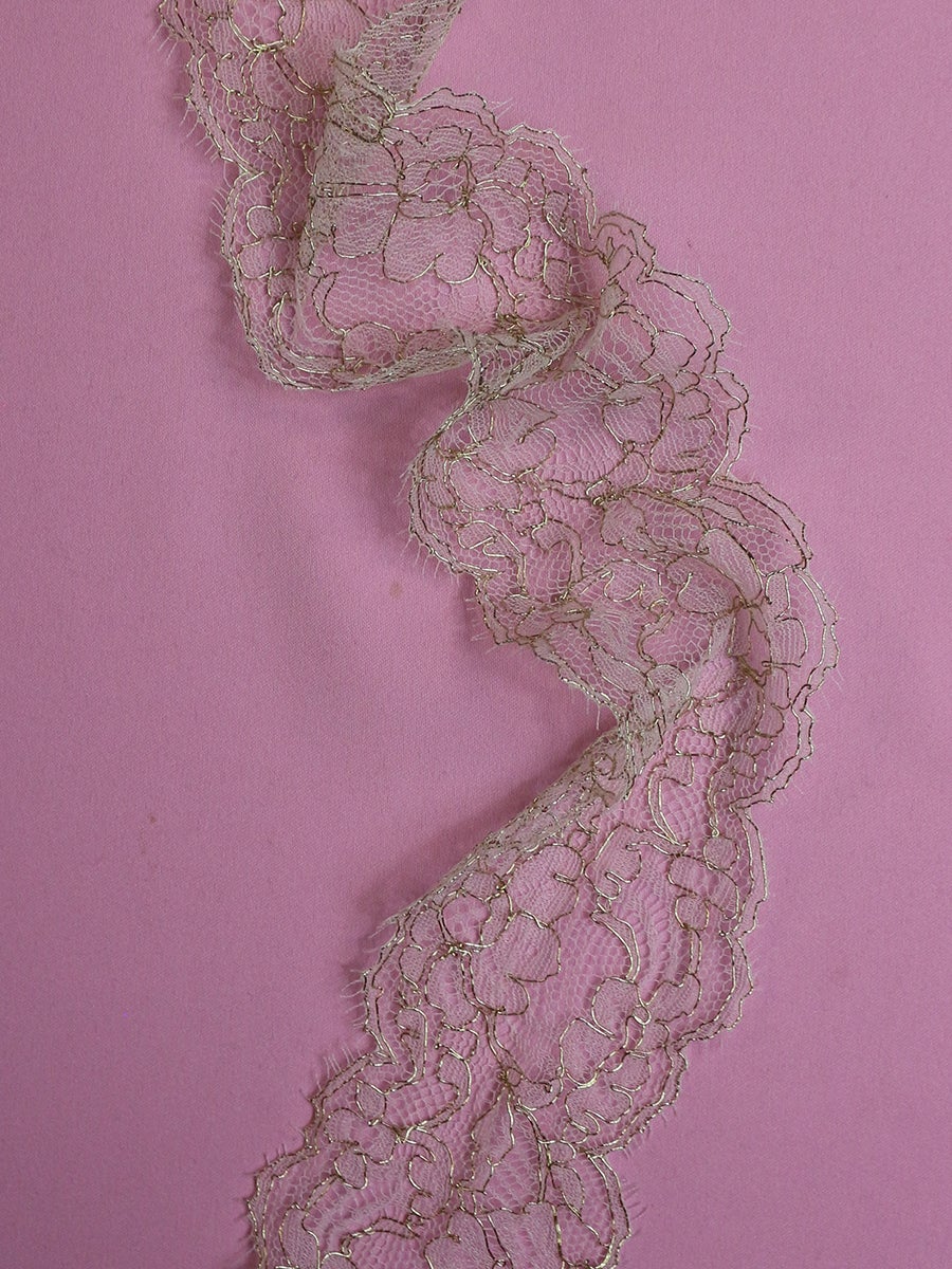 Ivory & Gold Chantilly Lace Trim - Evelyn