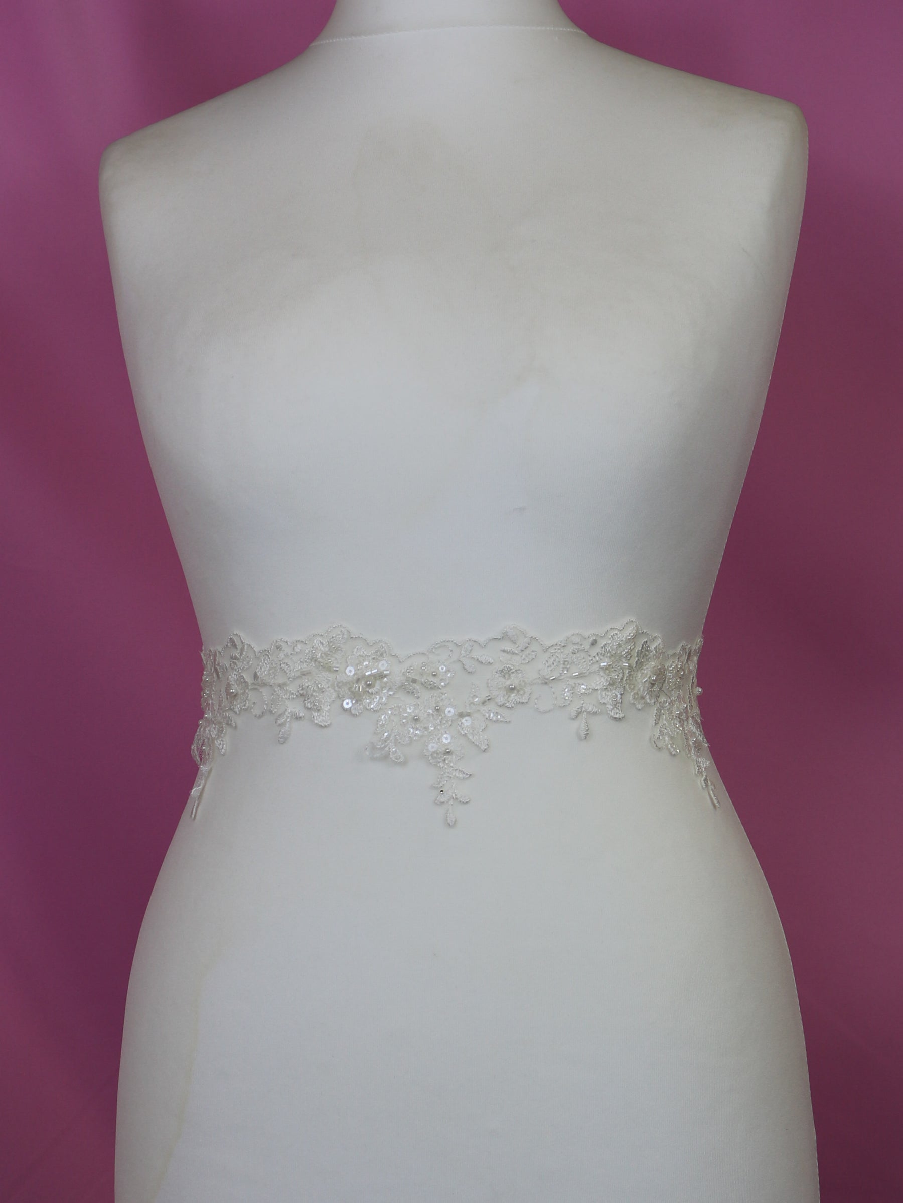 Ivory Beaded Lace Trim - Huberta