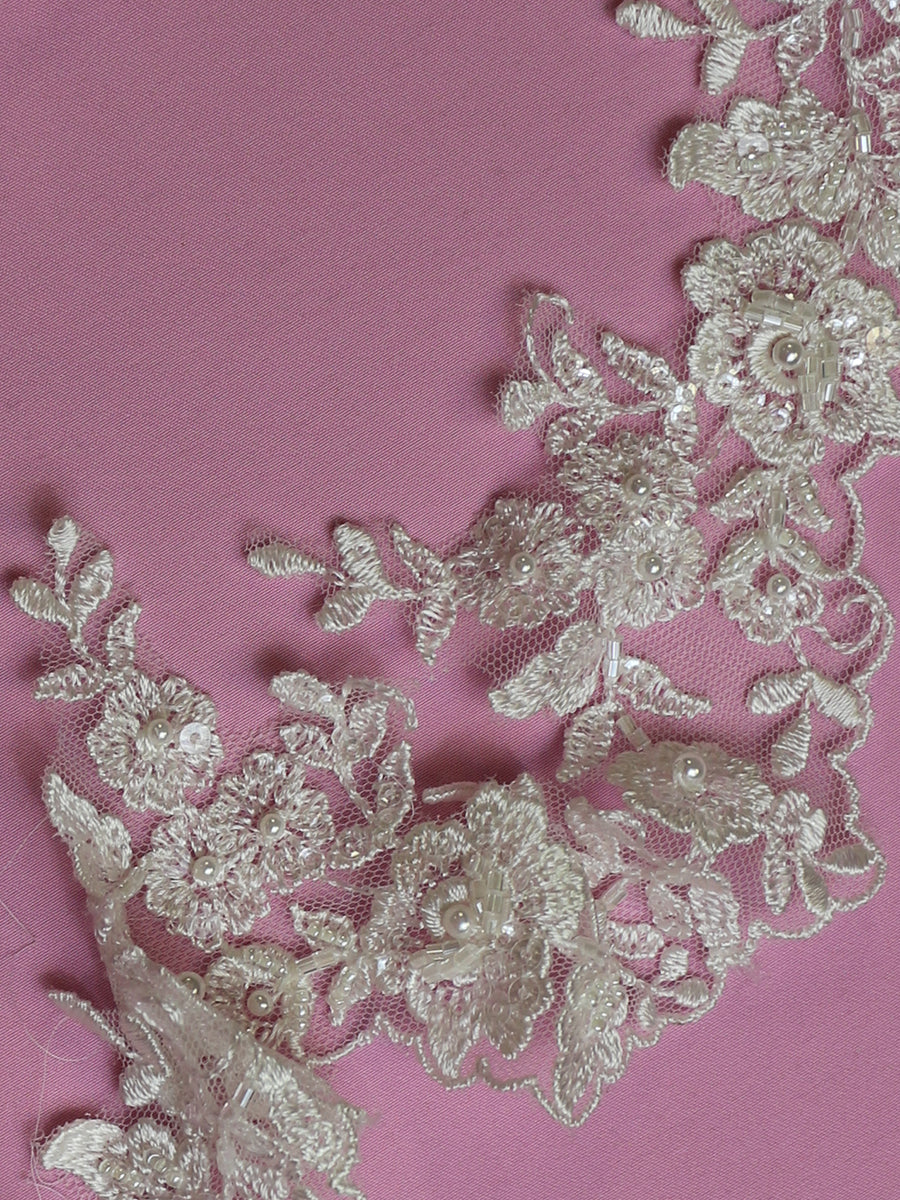 Ivory Beaded Lace Trim - Huberta