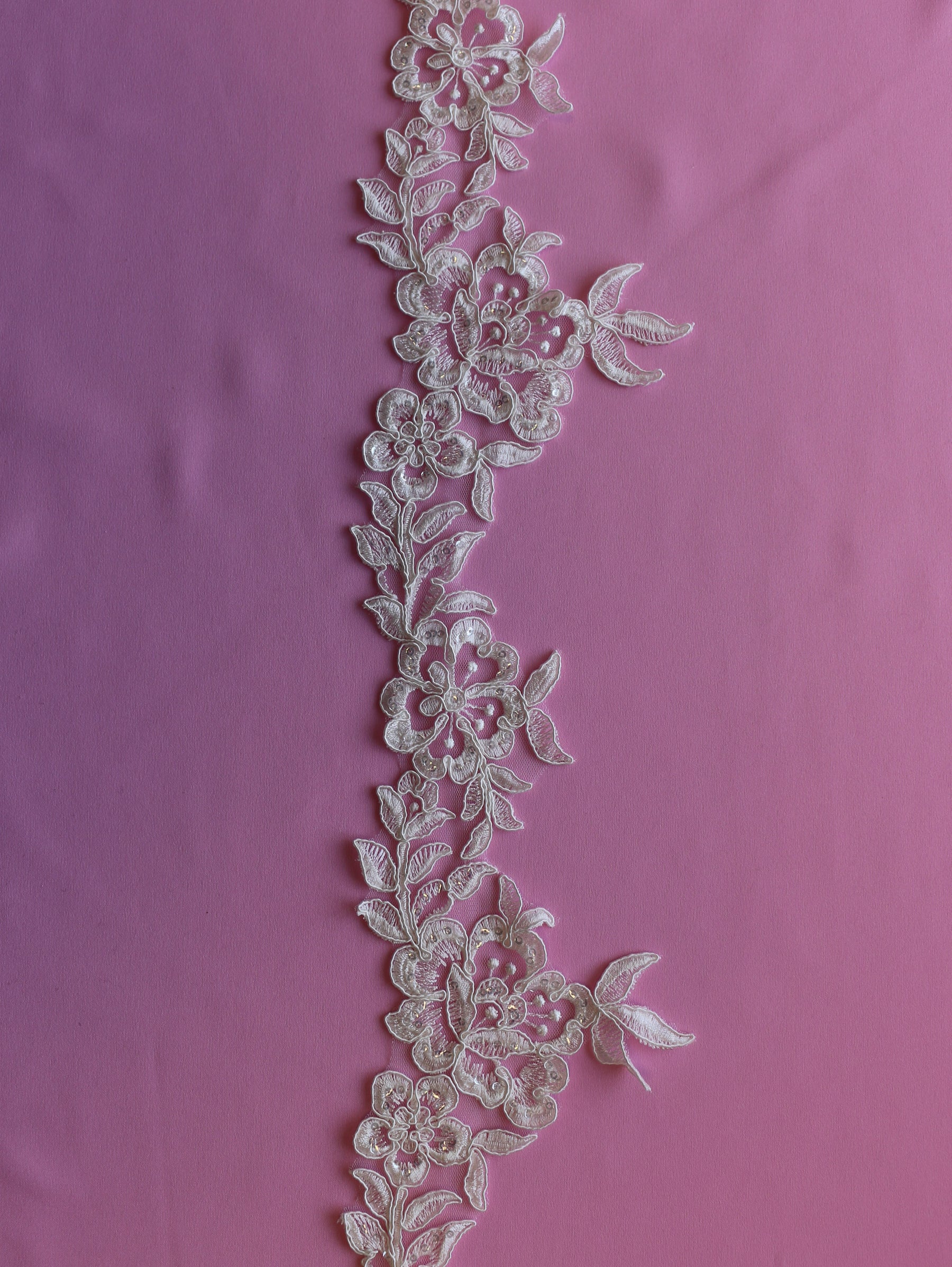 Ivory Sequin Lace Trim - Rhodo