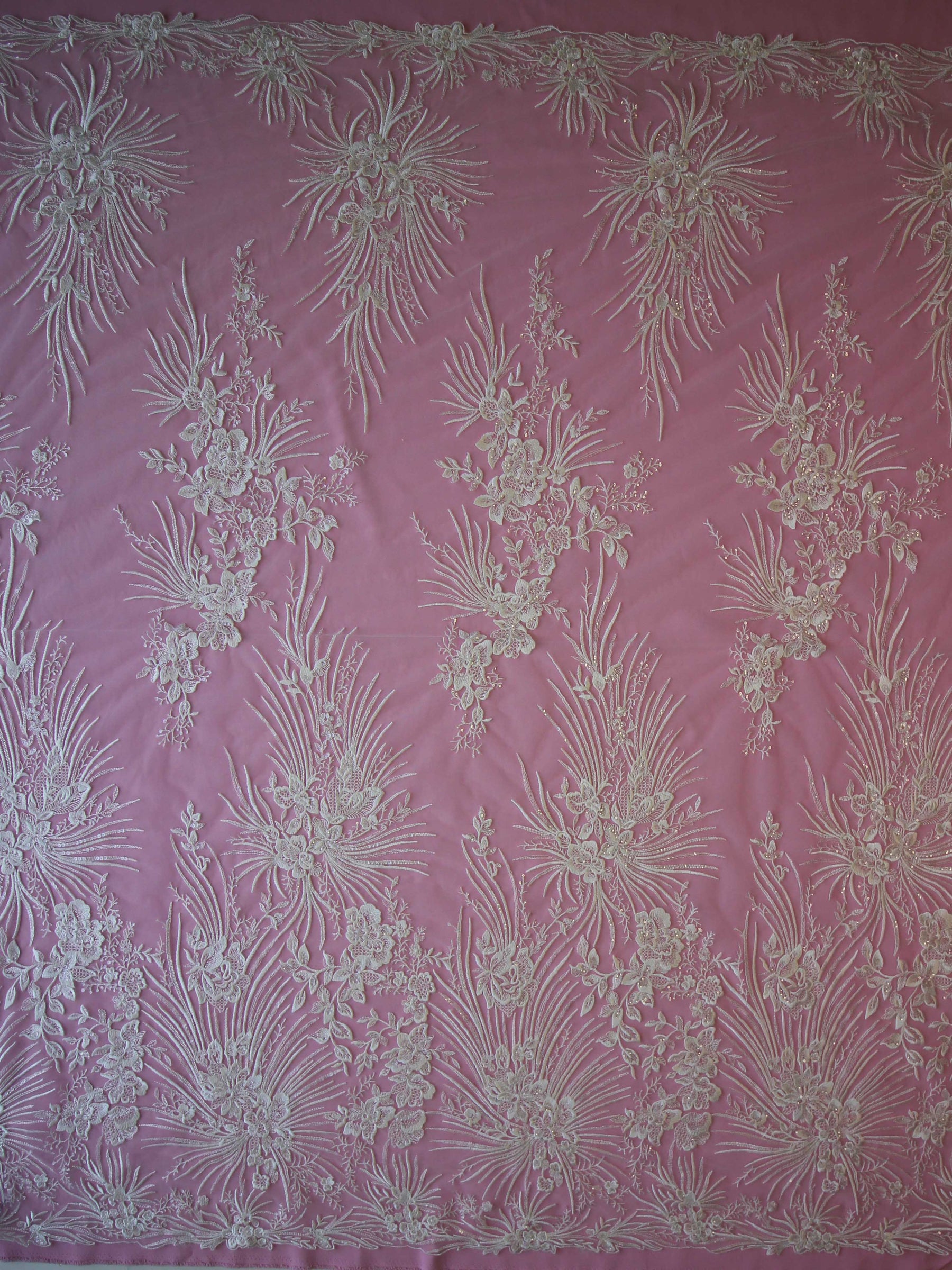 Ivory Embroidered Lace - Beluga