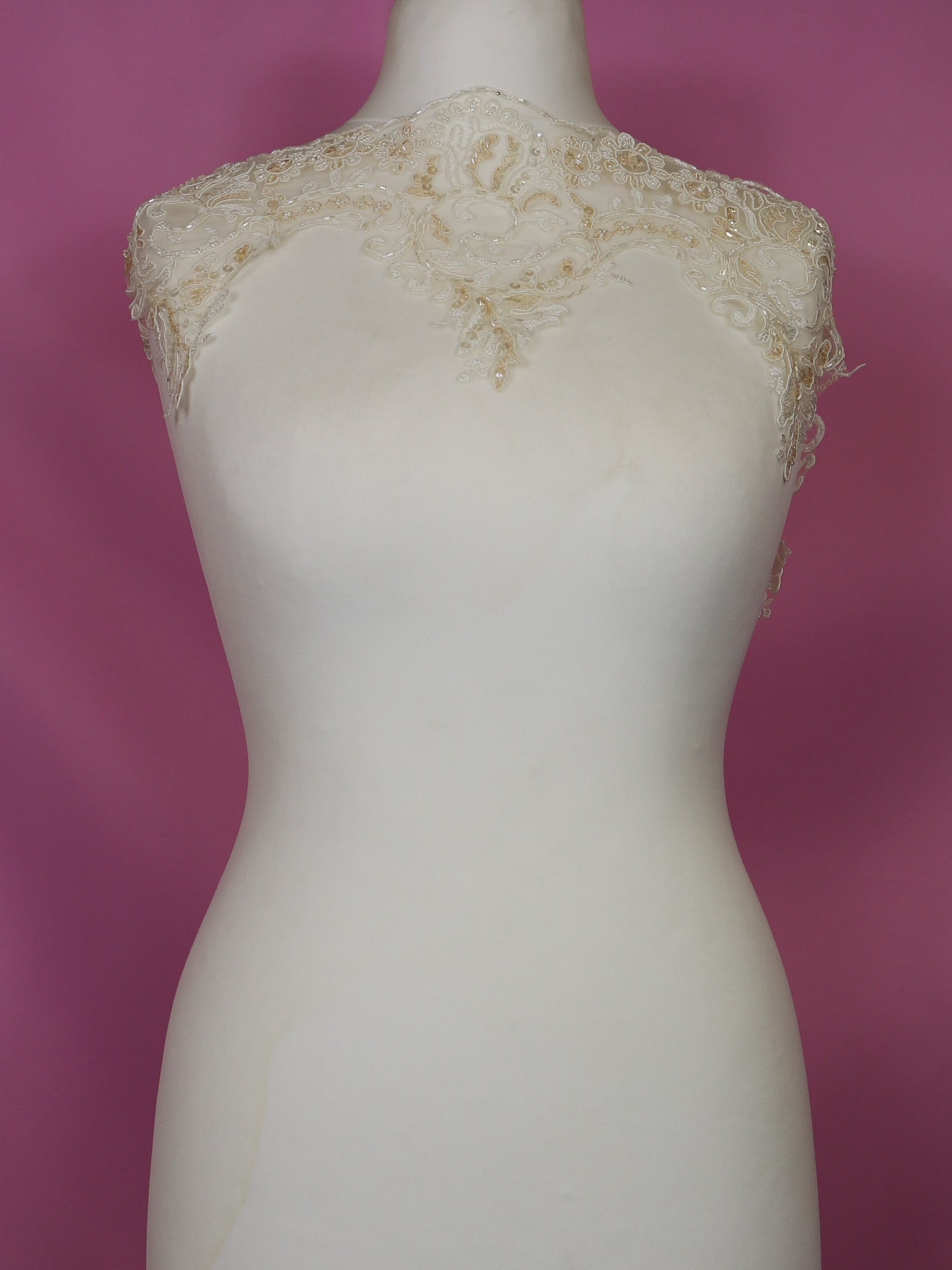 Ivory Beaded & Corded Lace Trim - Jessica