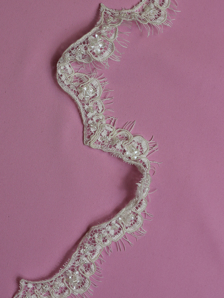 Ivory Beaded Lace Trim - Kentucky